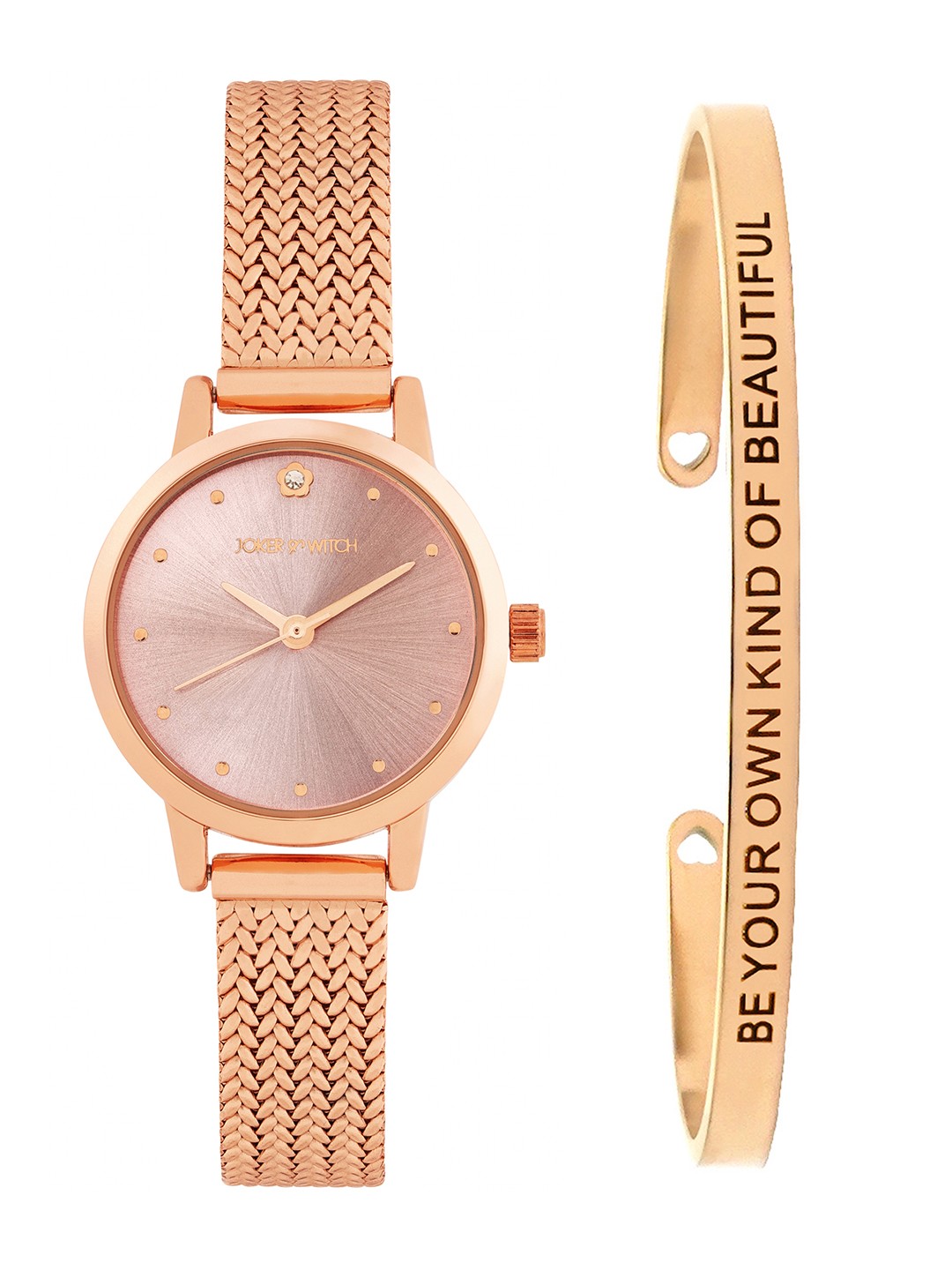 

JOKER & WITCH Women Chic Halo Watch Bracelet Stack Gift Set JWBS1075, Rose gold