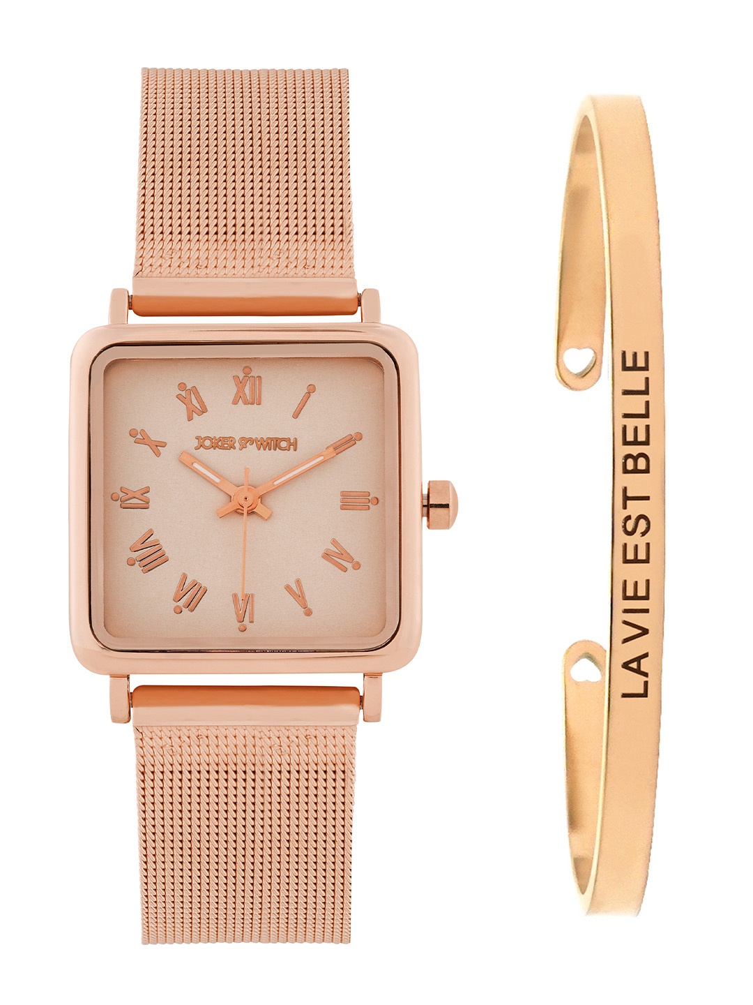 

JOKER & WITCH Women Mystic Shine Watch Bracelet Stack Gift Set JWBS1087, Rose gold