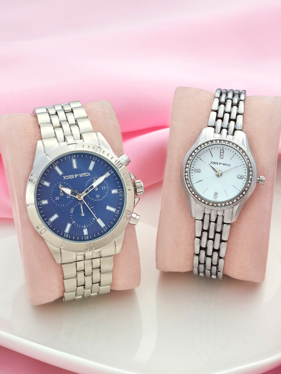 

JOKER & WITCH Henry & Natalie Analogue Couple Watches Giftset, Silver