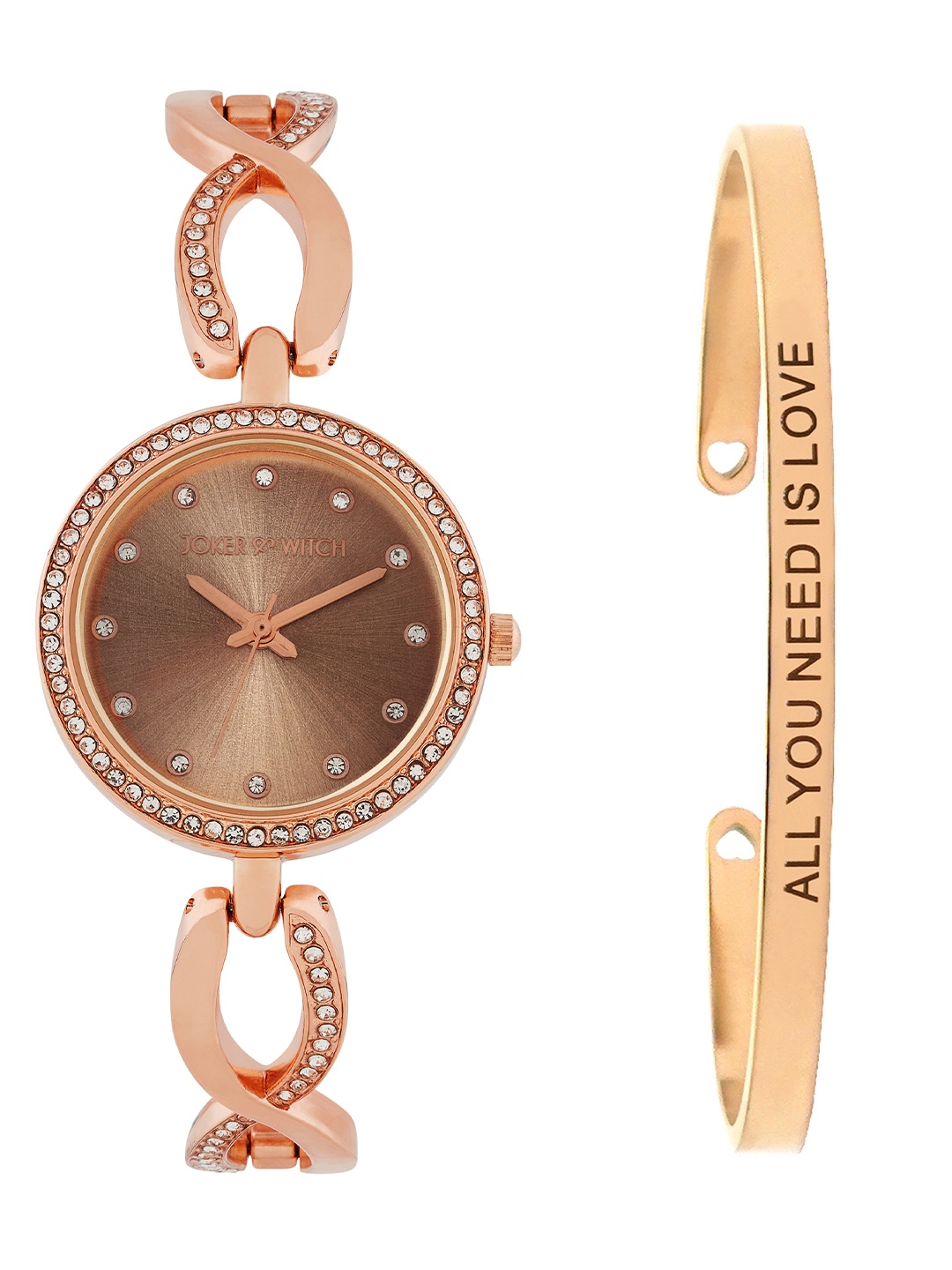

JOKER & WITCH Women Luxe Horizon Watch Bracelet Stack Gift Set, Rose gold