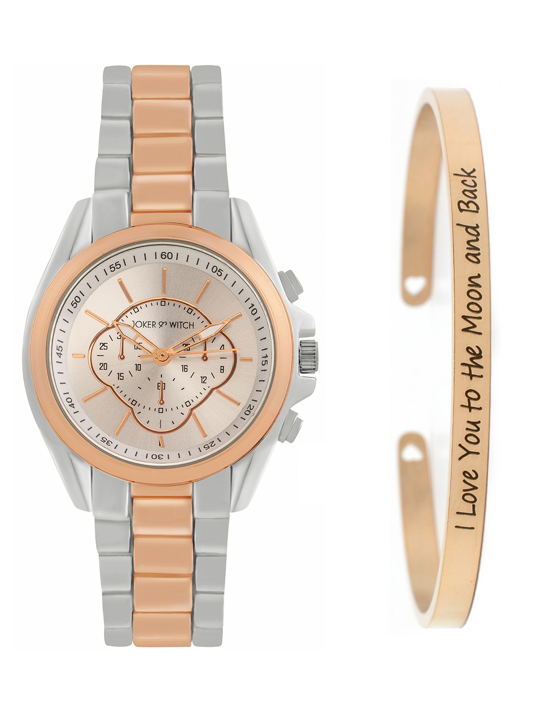 

JOKER & WITCH Women Golden Link Watch Bracelet Stack Gift Set, Silver