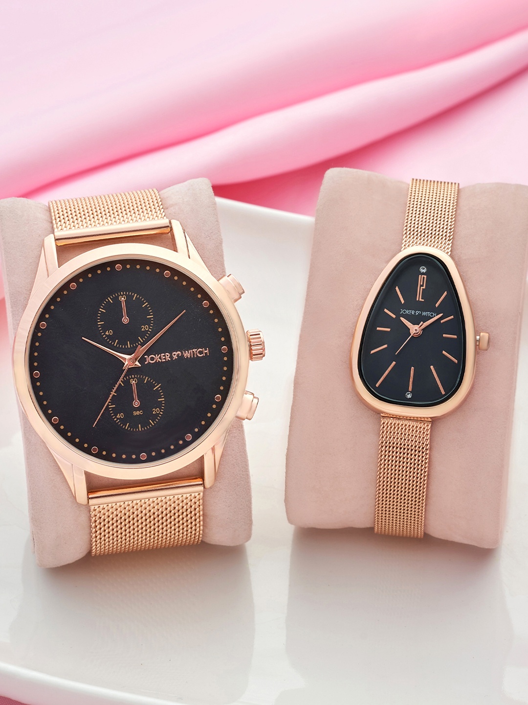 

JOKER & WITCH Bruce & Demi Analogue Couple Watches Giftset, Rose gold