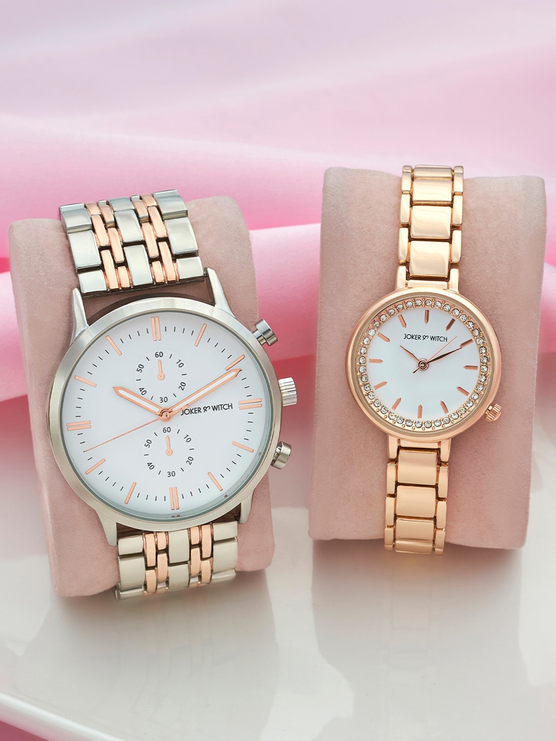 

JOKER & WITCH Paul & Joanne Analogue Couple Watches Giftset, Rose gold