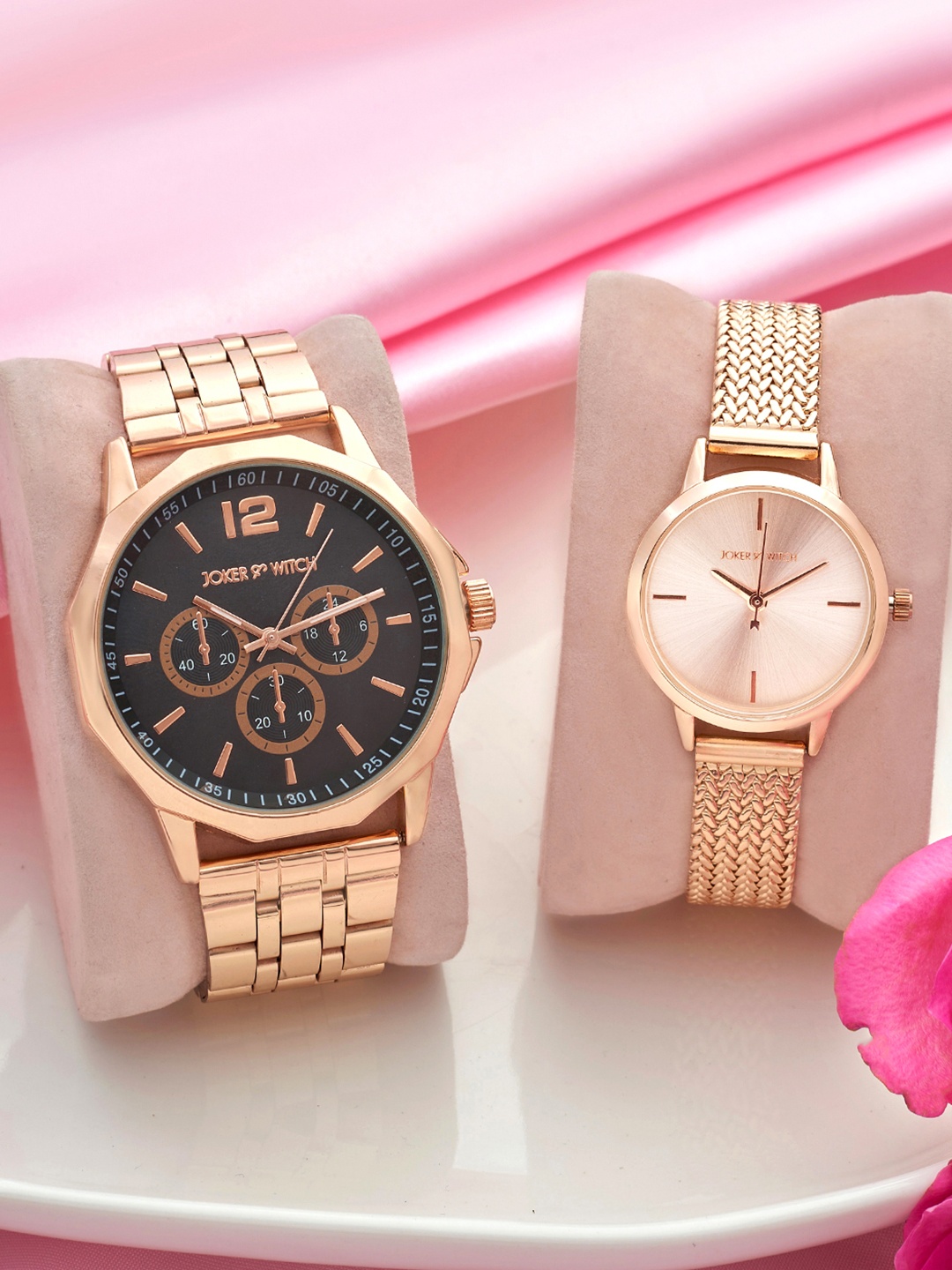 

JOKER & WITCH Robert & Susan Analogue Couple Watches Giftset, Rose gold