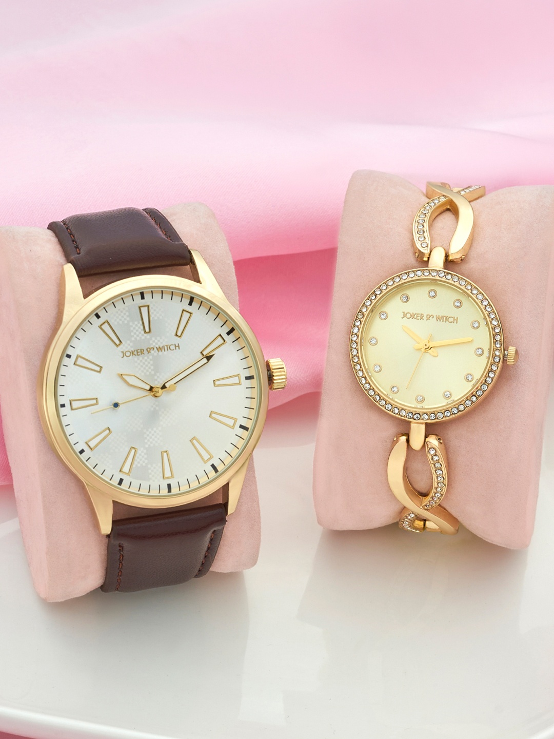

JOKER & WITCH Robert & Suki Analogue Couple Watches Giftset, Gold