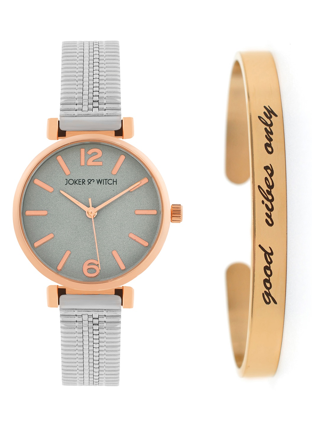 

JOKER & WITCH Women Celeste Grace Watch Bracelet Stack Gift Set JWBS1073, Silver