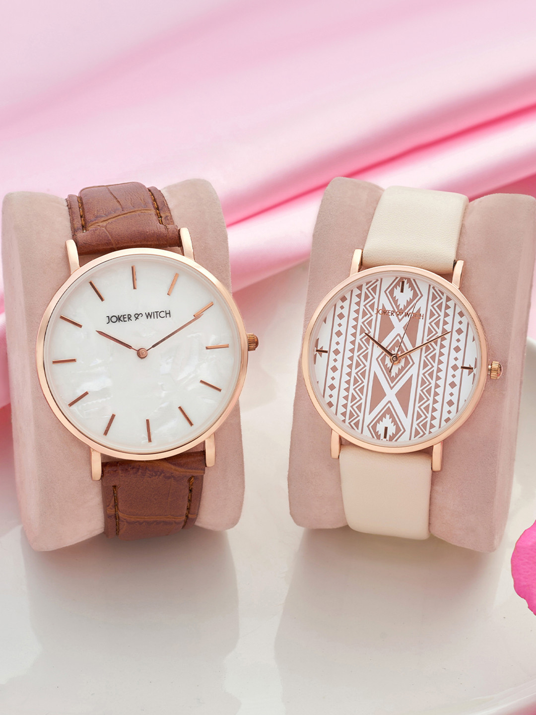 

JOKER & WITCH Kitty & Mino Analogue Couple Watches Giftset, Brown