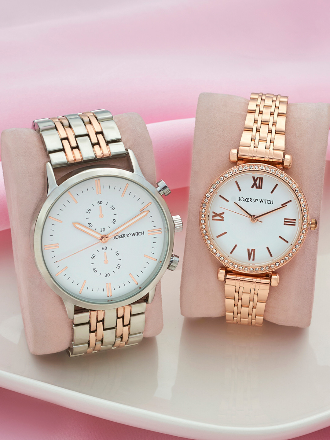 

JOKER & WITCH Charlie & Lily Analogue Couple Watches Giftset, Rose gold