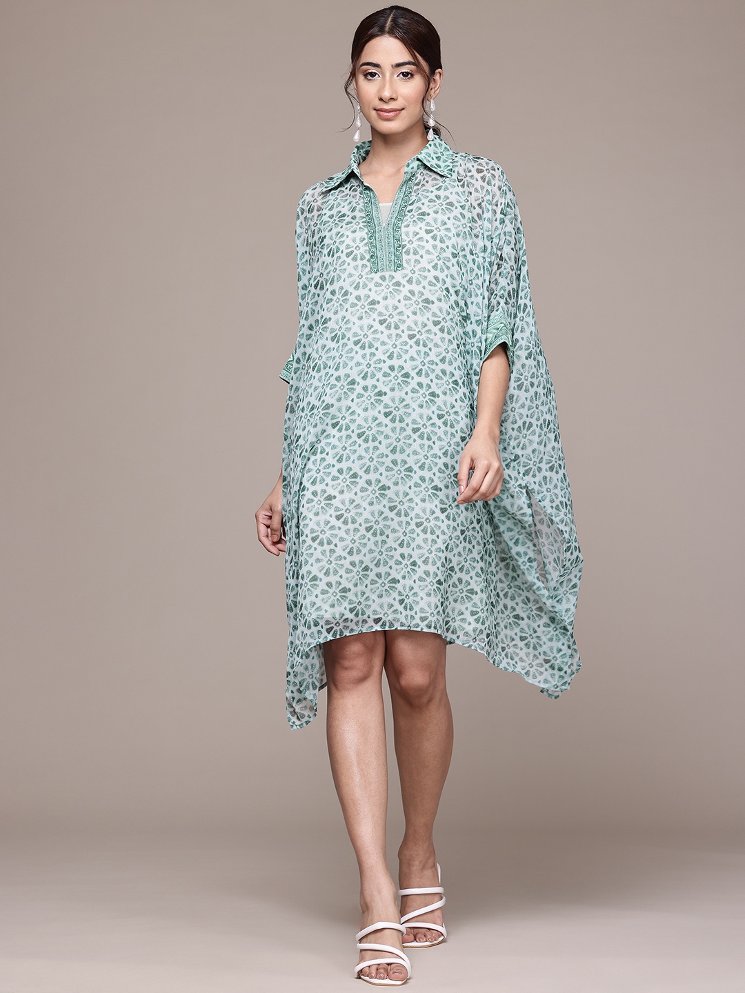 

aarke Ritu Kumar Floral Printed Kimono Sleeve Kaftan Dress, Green