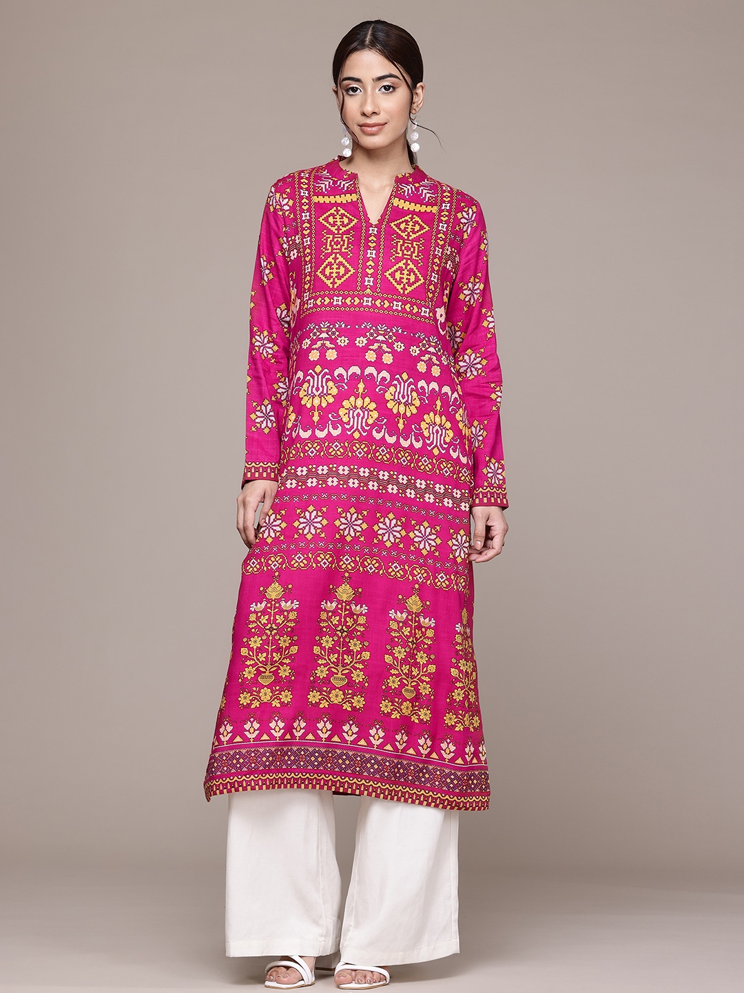 

aarke Ritu Kumar Ethnic Motifs Printed Kurta, Pink