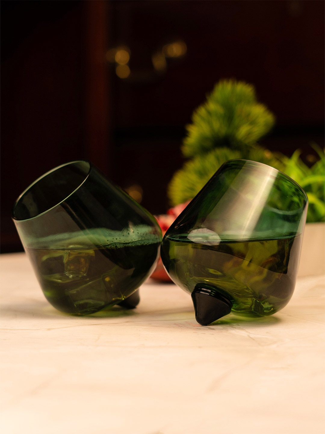 

Aura Green 6 Pieces Borosilicate Spinning Whiskey Bar Glasses