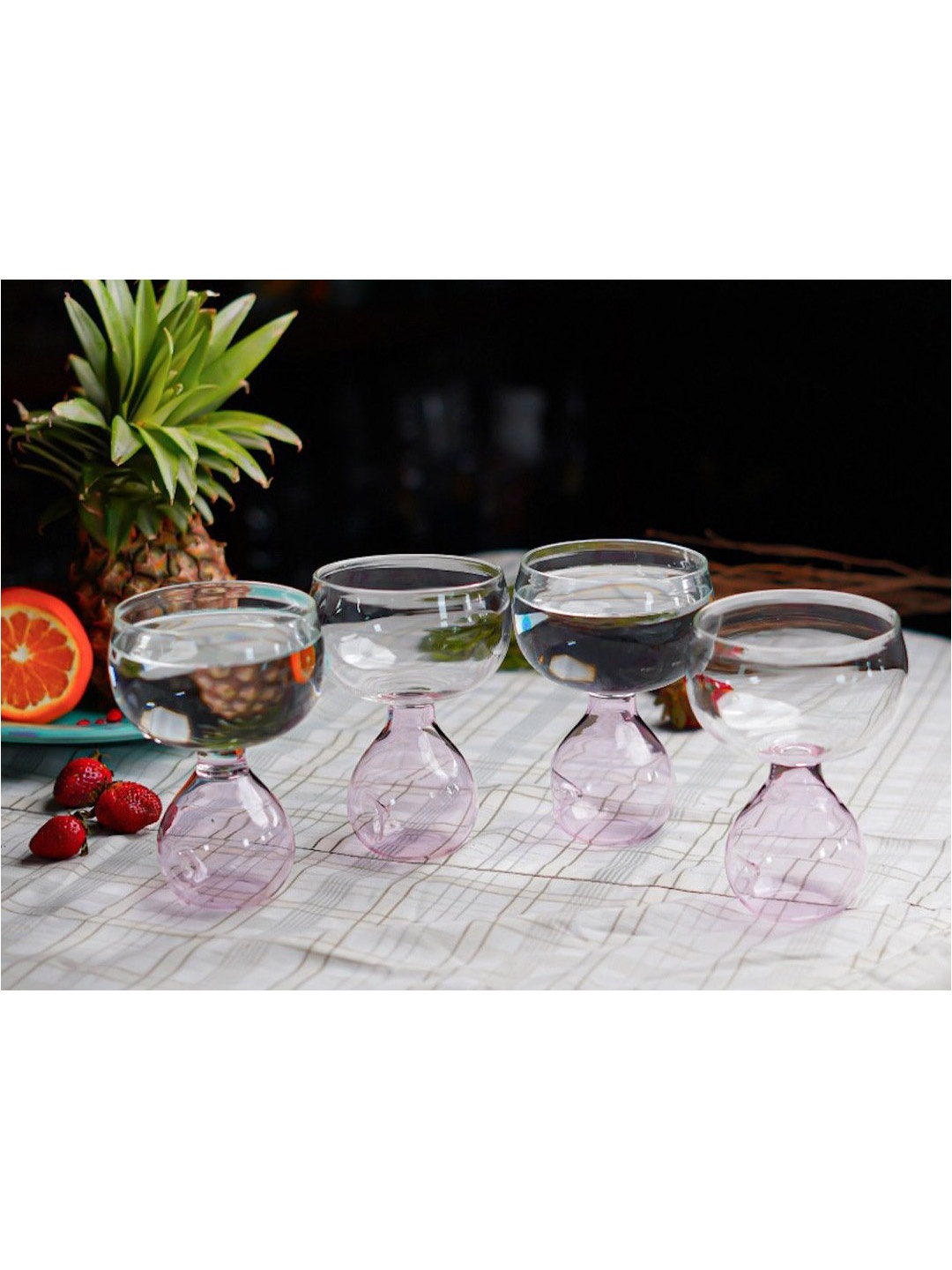 

Aura Pink 4 Pieces Borosilicate Glass Coupe Cocktail Glass