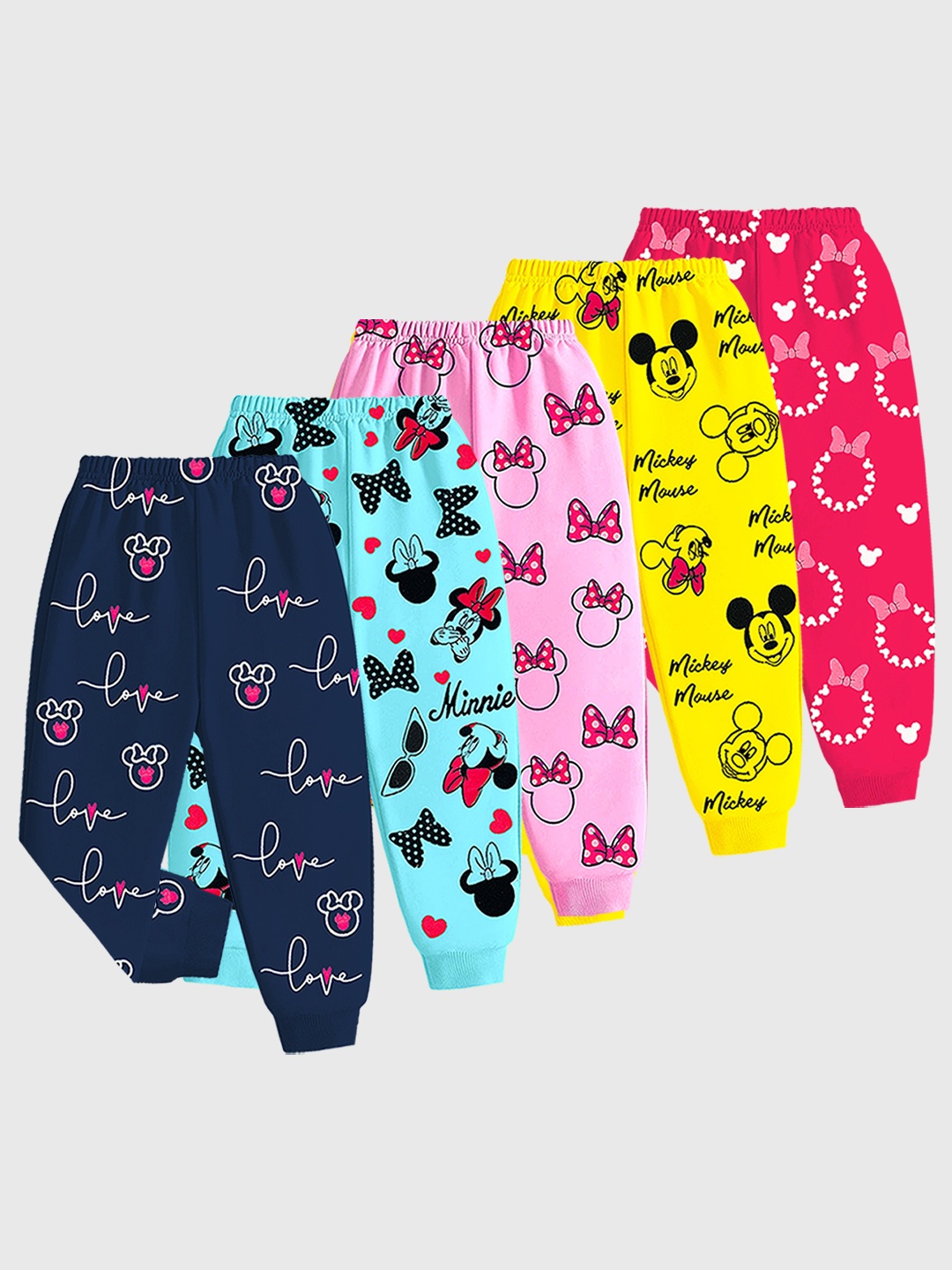 

Disney By Miss and Chief Girls Pack Of 5 Printed Joggers, Navy blue