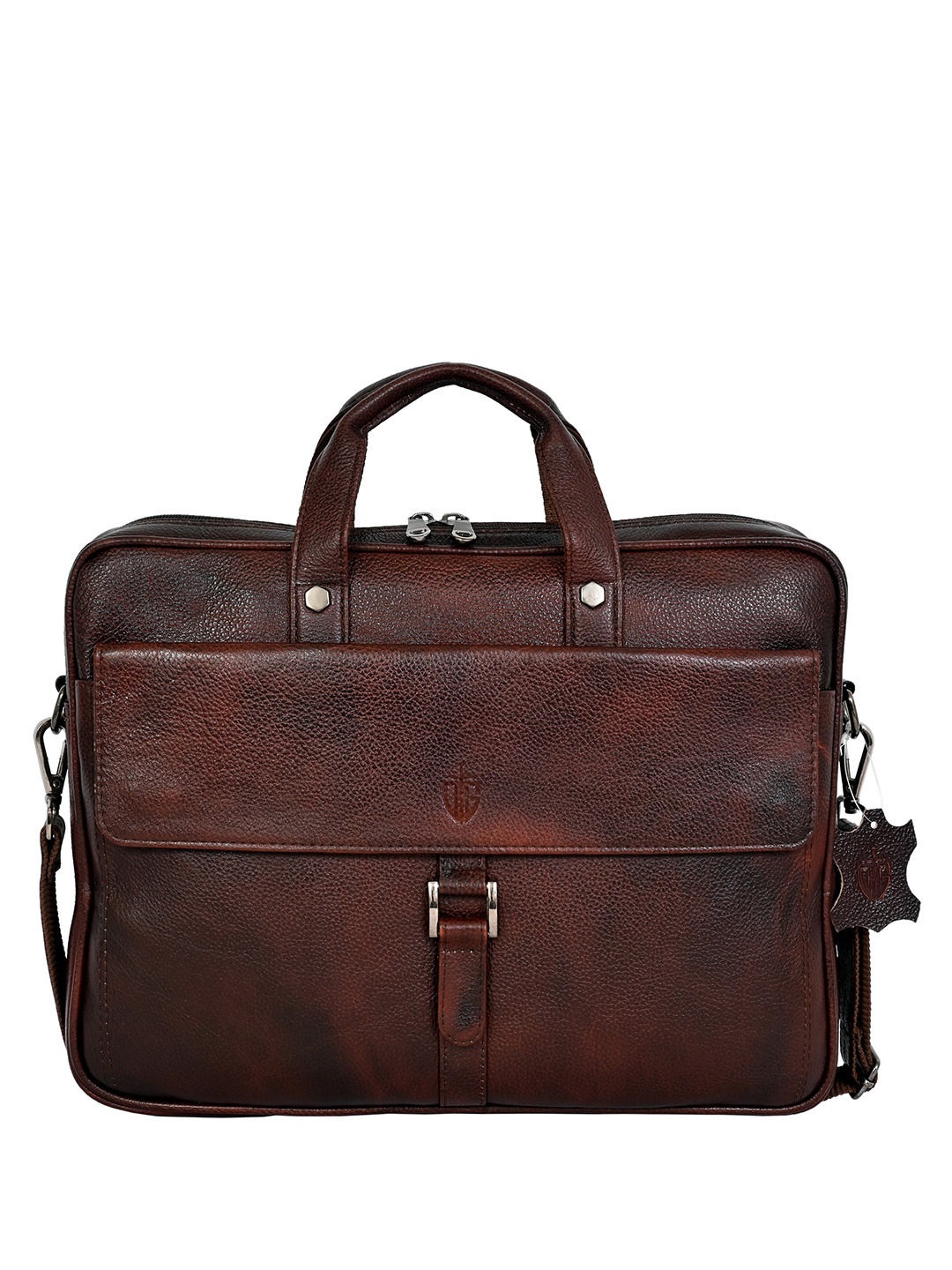 

HOUSE OF OLIVEGREEN Men Leather Laptop Bag, Brown