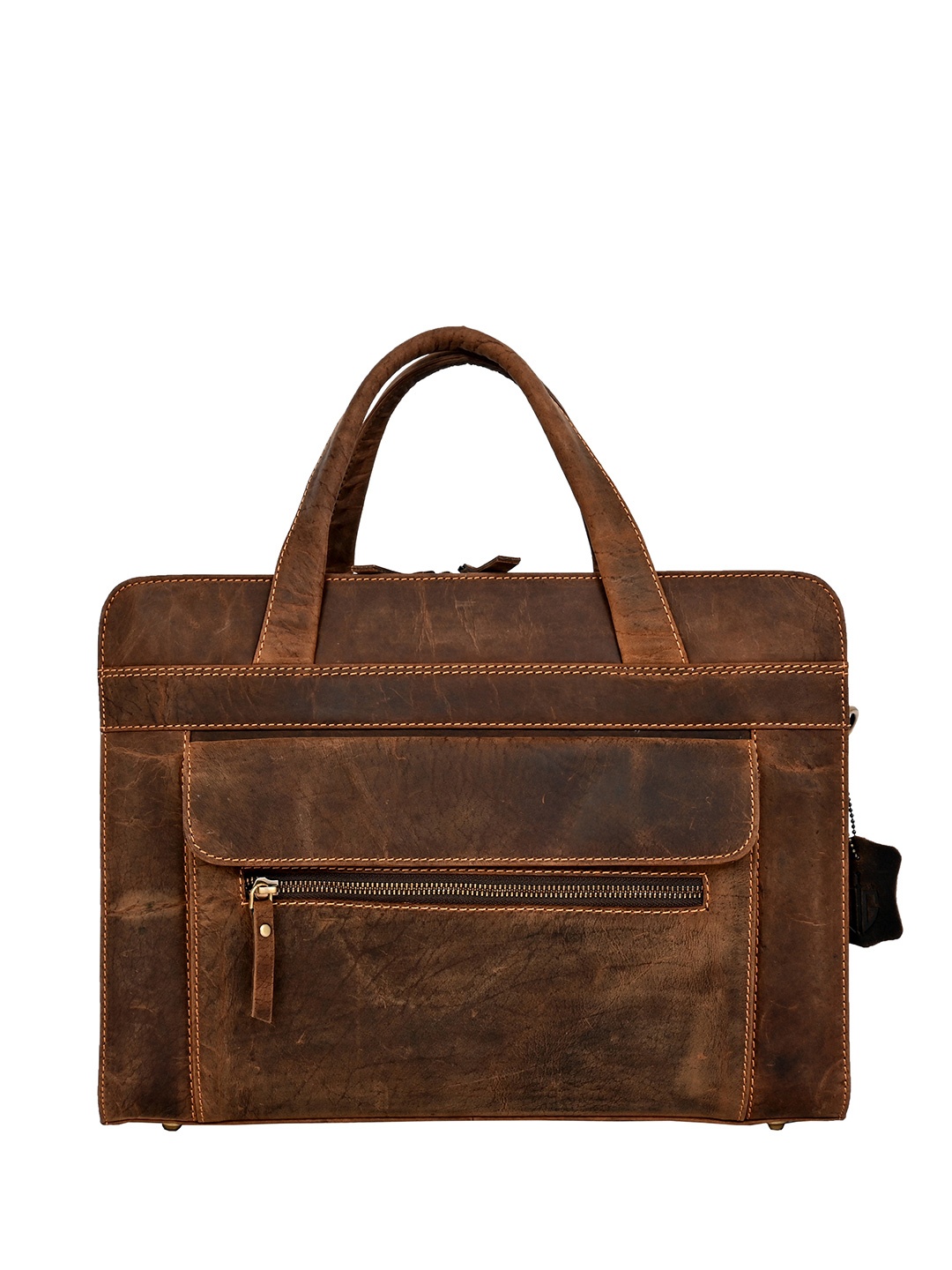 

HOUSE OF OLIVEGREEN Unisex Leather Laptop Bag, Brown