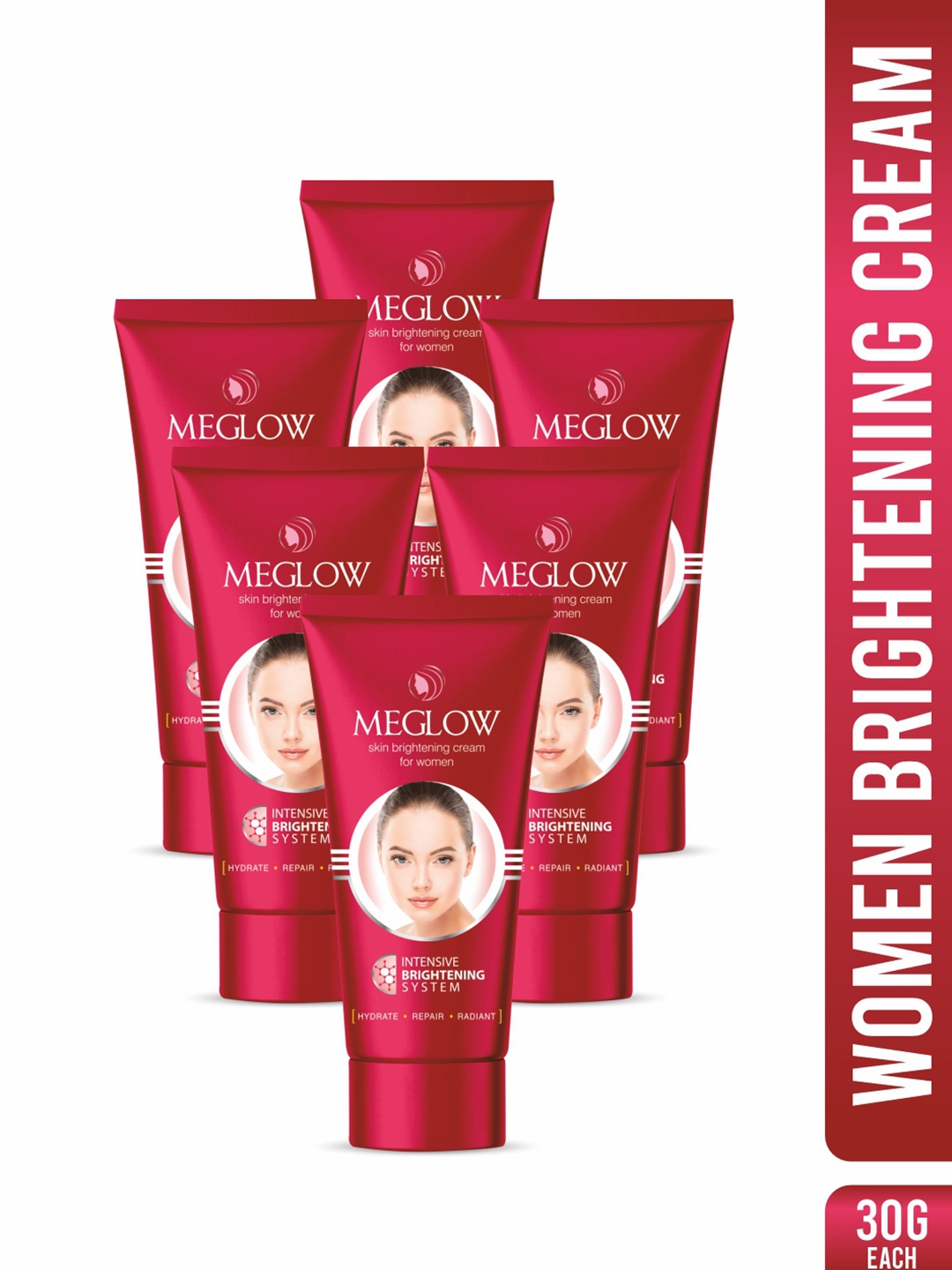 

MEGLOW Set Of 6 Skin Brightening Cream With Vitamin E For Softening - 30 g, Red