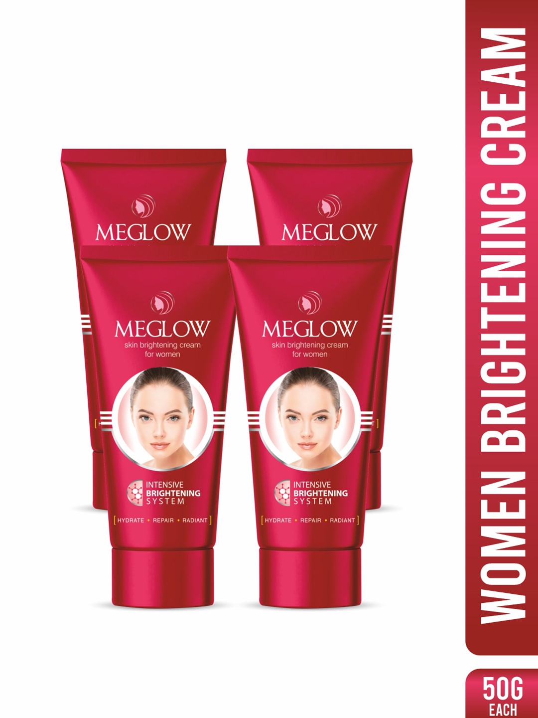 

MEGLOW Set Of 4 Skin Brightening Cream With Vitamin E For Softening - 50 g, Red