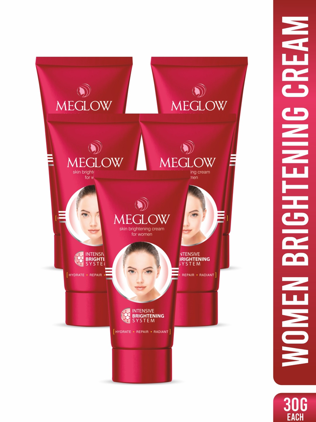 

MEGLOW Set Of 5 Skin Brightening Cream With Vitamin E For Softening - 30 g, Red