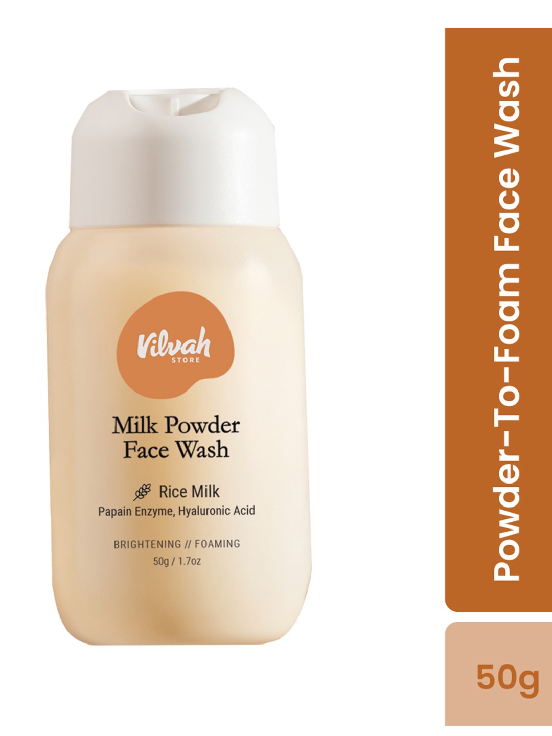 

Vilvah Store Milk Powder Face Wash with Rice Milk & Hyaluronic Acid - 50 g, Cream