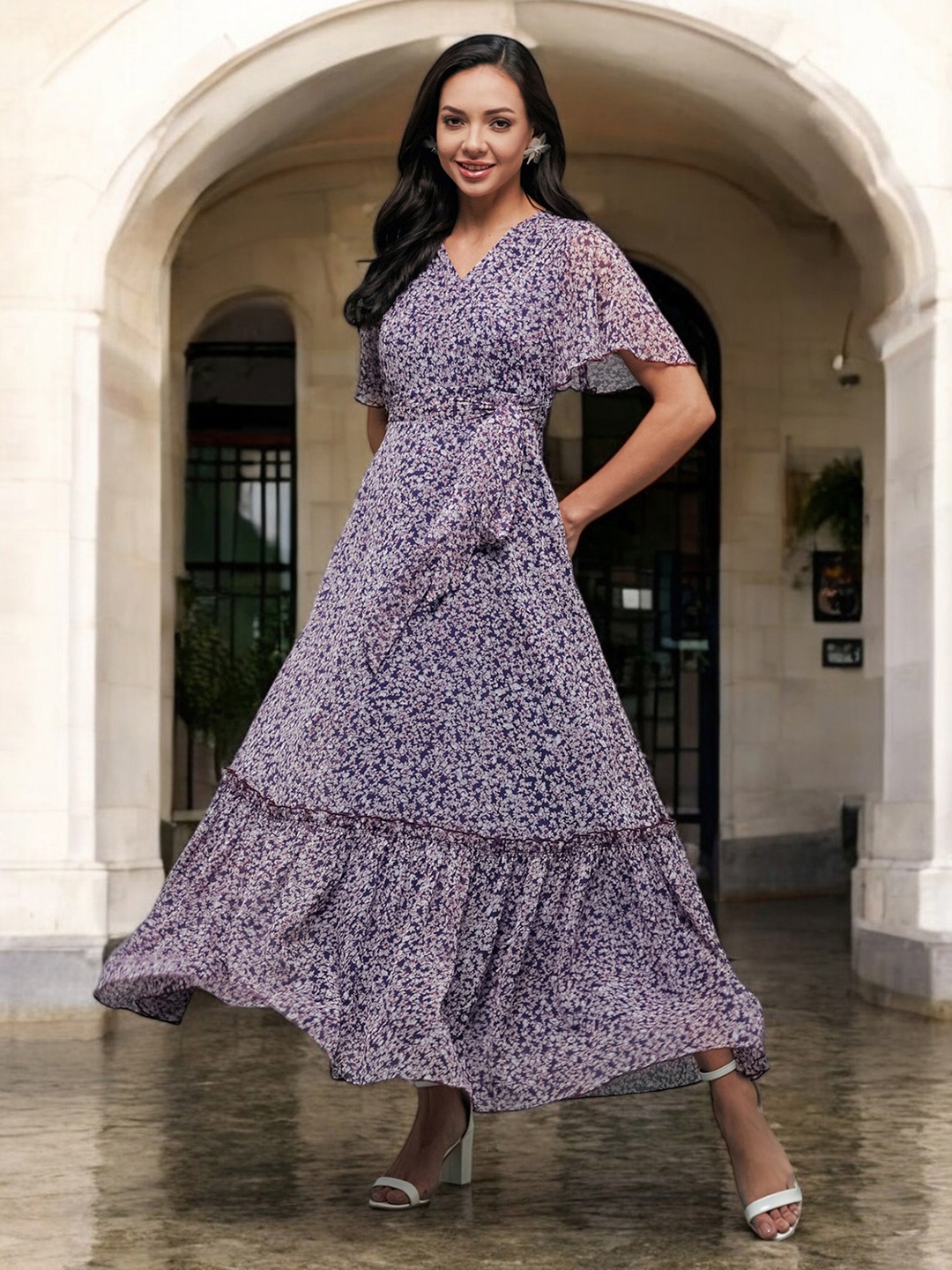 

Miss Chase Floral Print Chiffon Maxi Dress, Multi