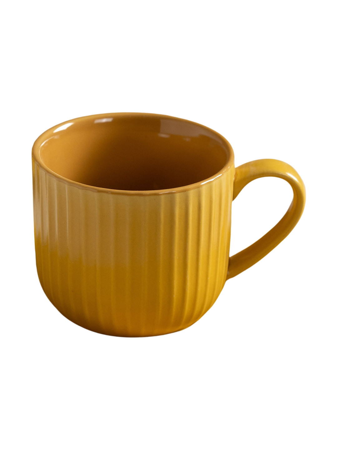 

Clay Craft Fine Ceramic Linea Mustard Cups & Saucer, Set Of 12, Cups For Tea & Coffee, Black