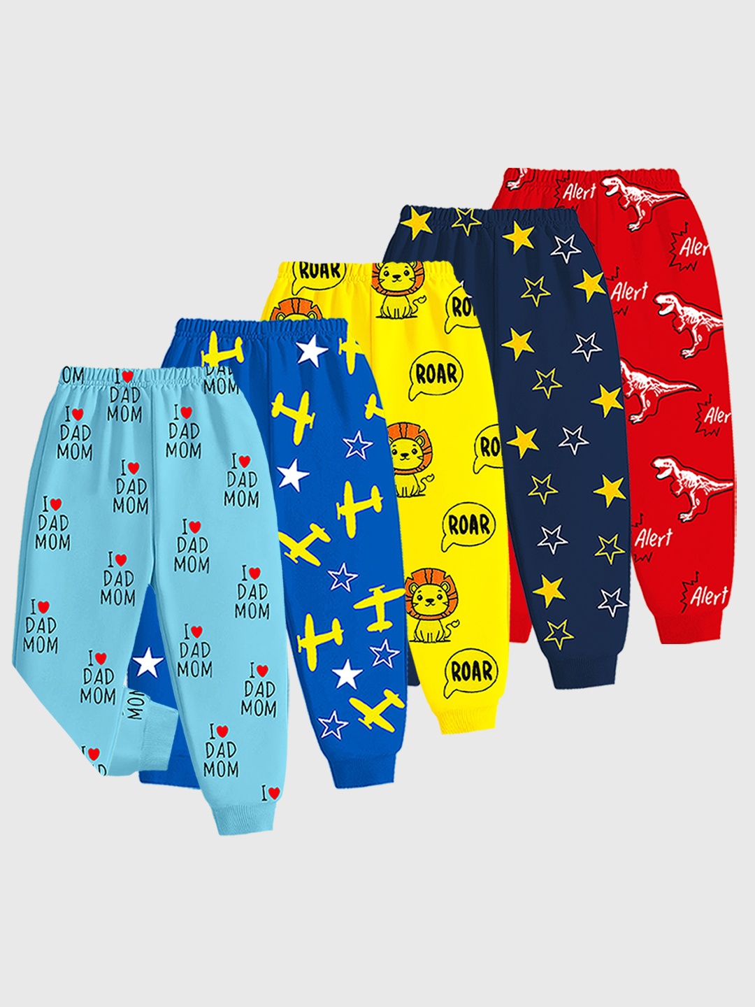 

KUCHIPOO Infant Boys Pack Of 5 Printed Joggers, Red