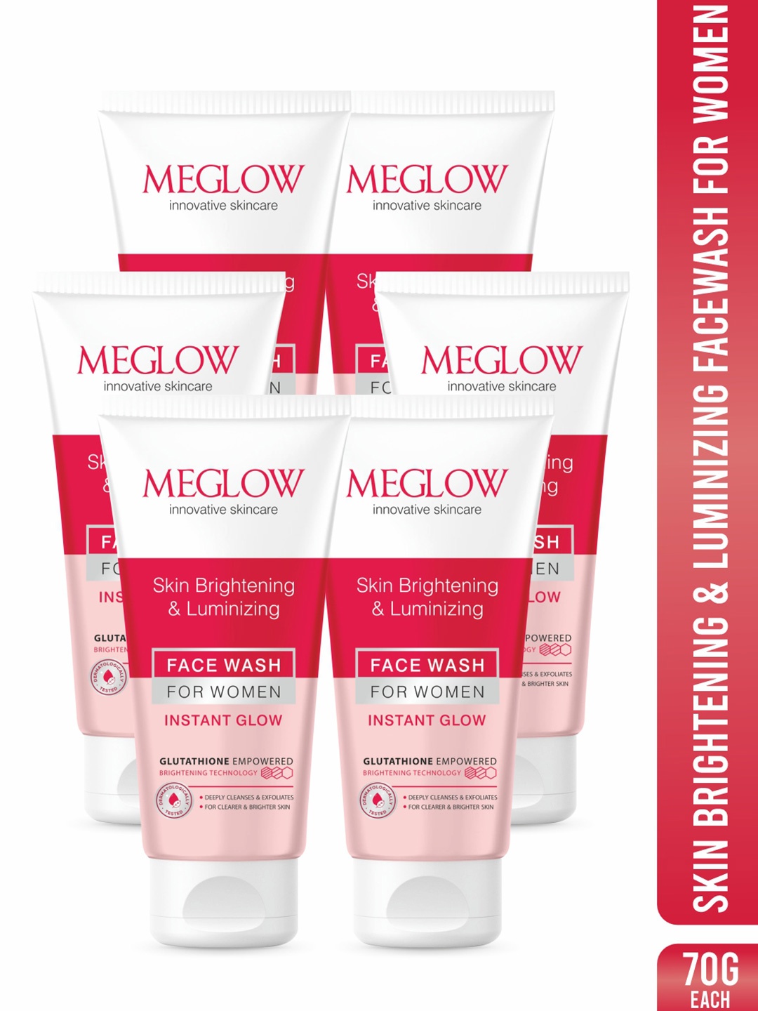 

MEGLOW Women Inovative Skincare Set Of 6 Skin Brightening Face Wash -100 g Each, White