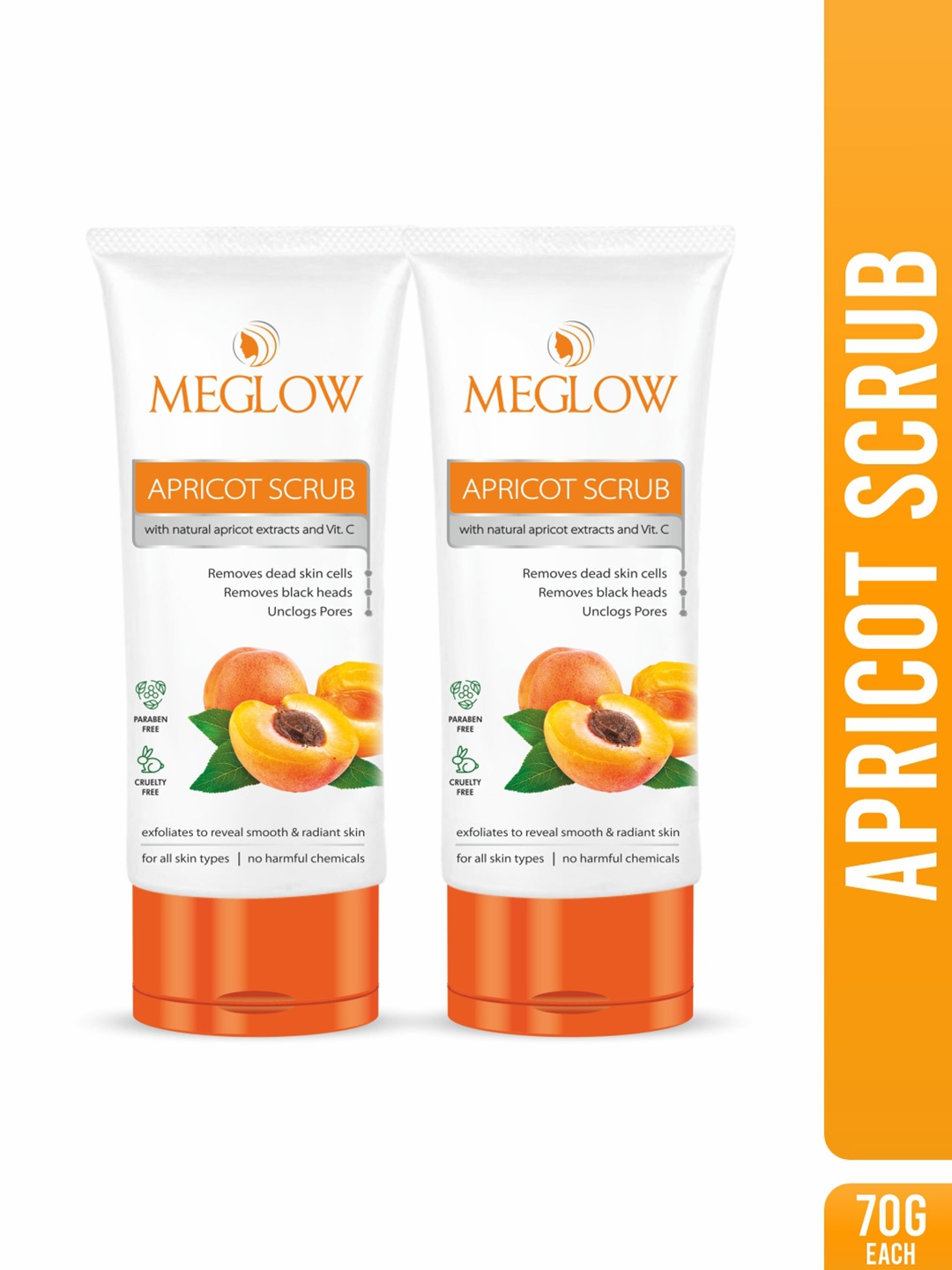 

MEGLOW Set Of 2 Apricot With Vitamin E Exfoliating Face Scrub - 70 g Each, White