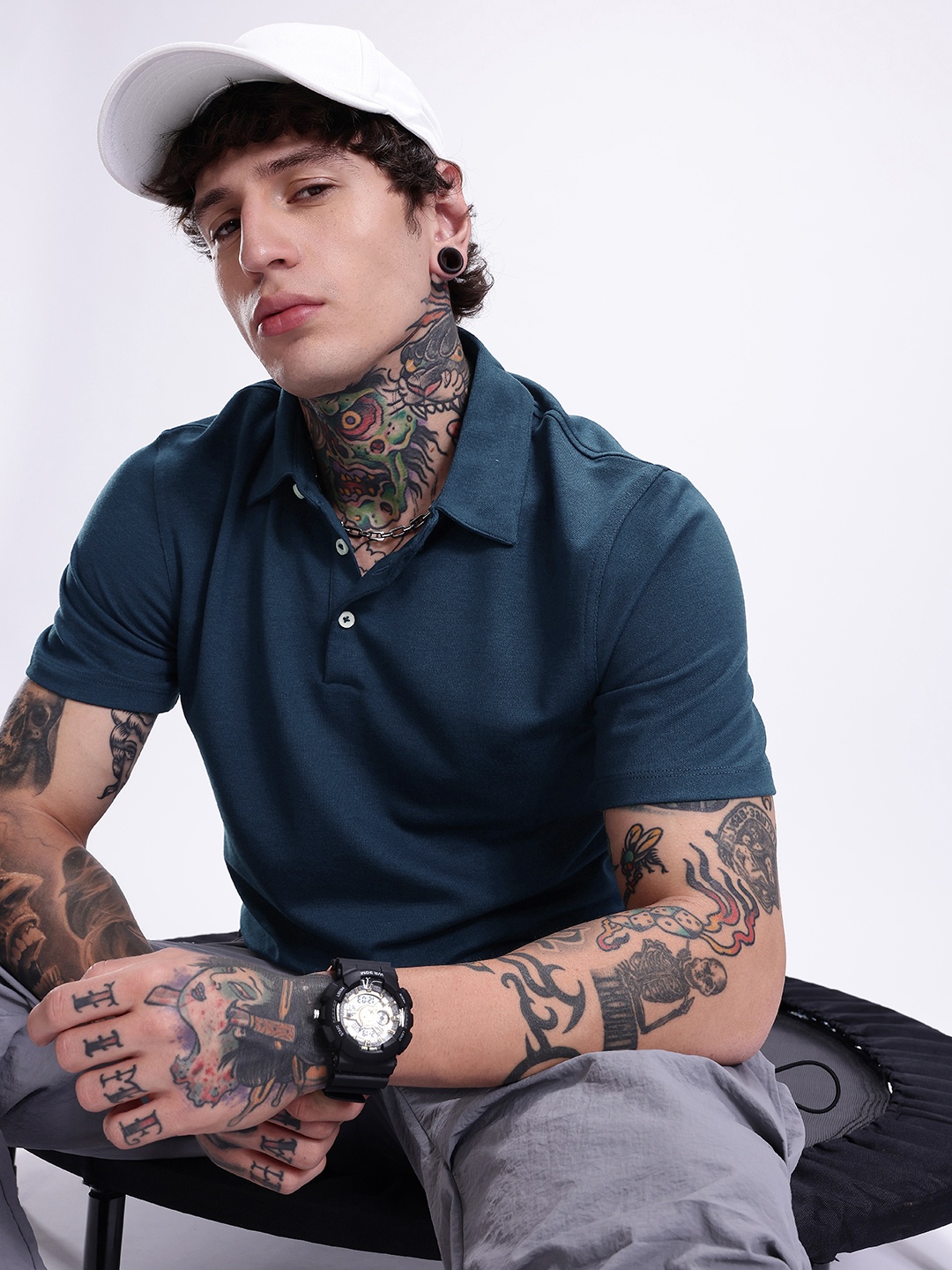 

Kook N Keech Men Polo Collar T-shirt, Navy blue