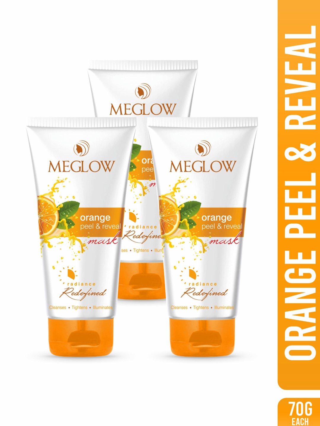 

MEGLOW Set Of 3 Radiance Redefined Orange Tan Removal Peel Off Mask - 70 g Each, White