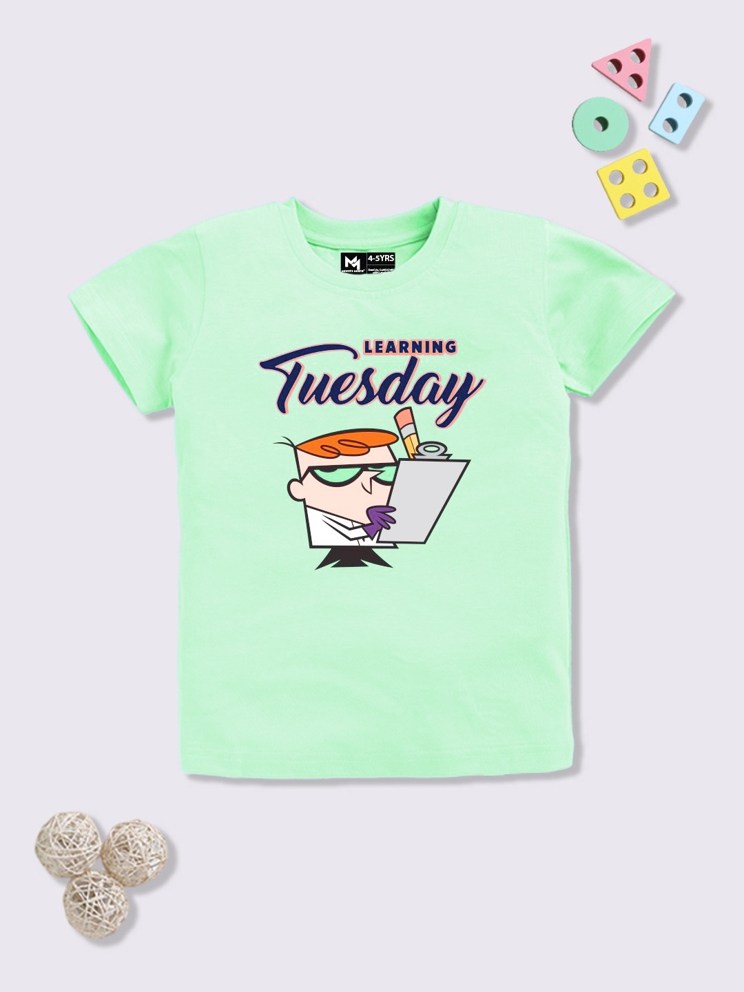 

YK X Minute Mirth Boys Dexter Printed Pure Cotton T-shirt, Green