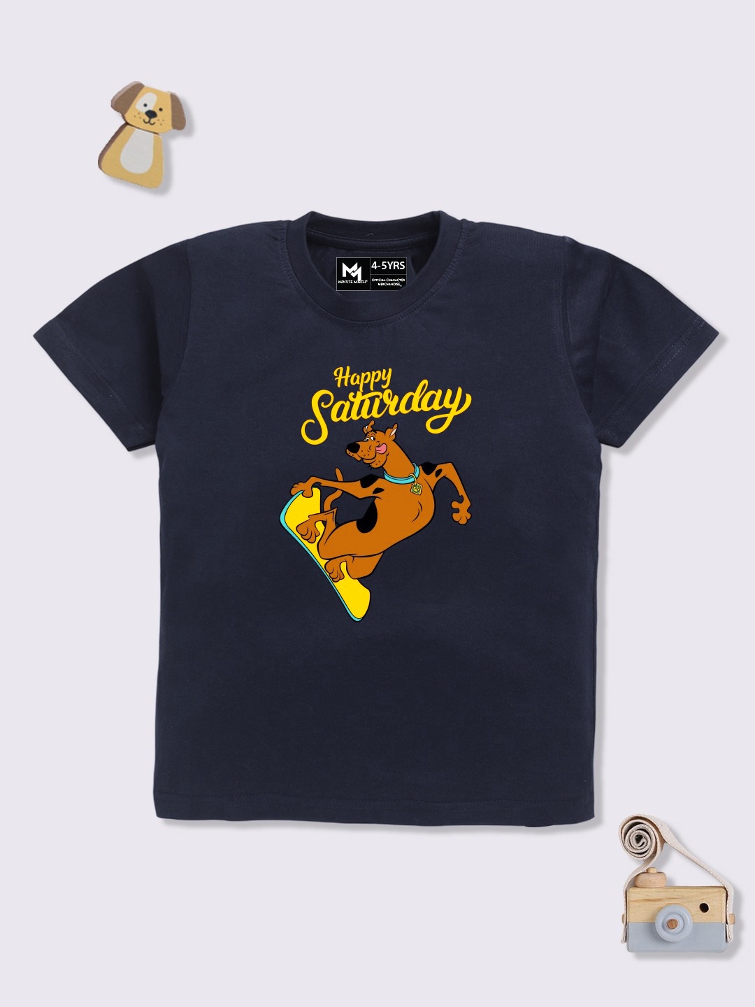 

YK X Minute Mirth Boys Printed Pure Cotton T-shirt, Navy blue