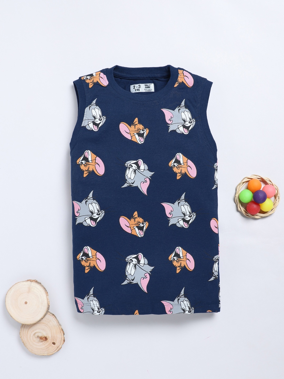 

YK X Minute Mirth Boys Printed Pure Cotton T-shirt, Navy blue