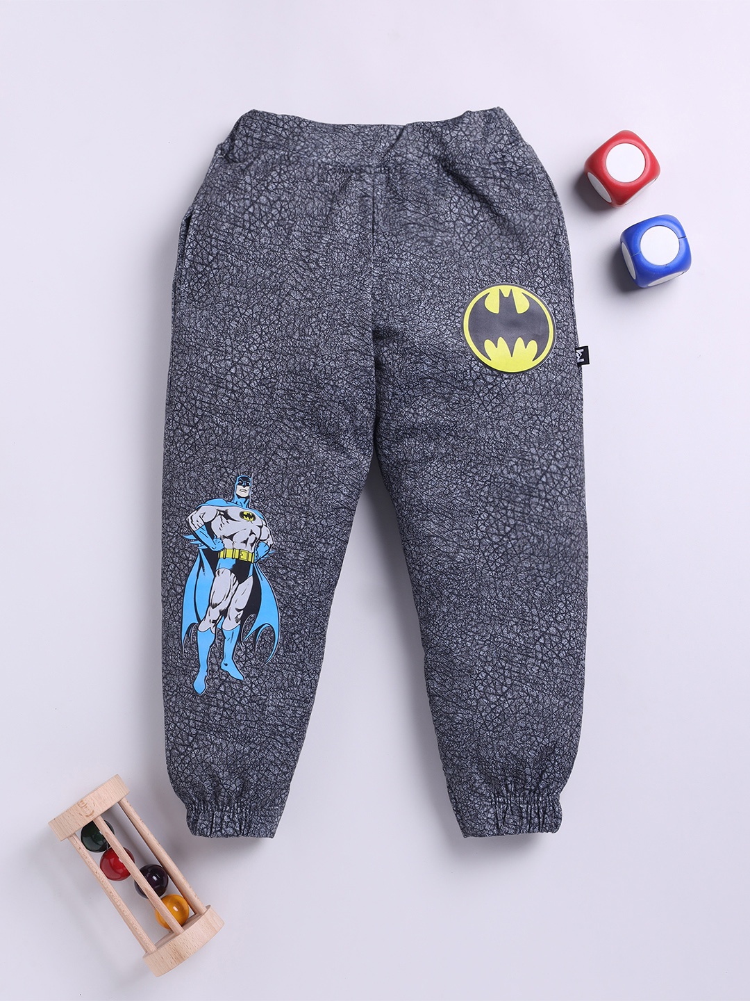 

YK X Minute Mirth Boys Batman Printed Joggers, Black
