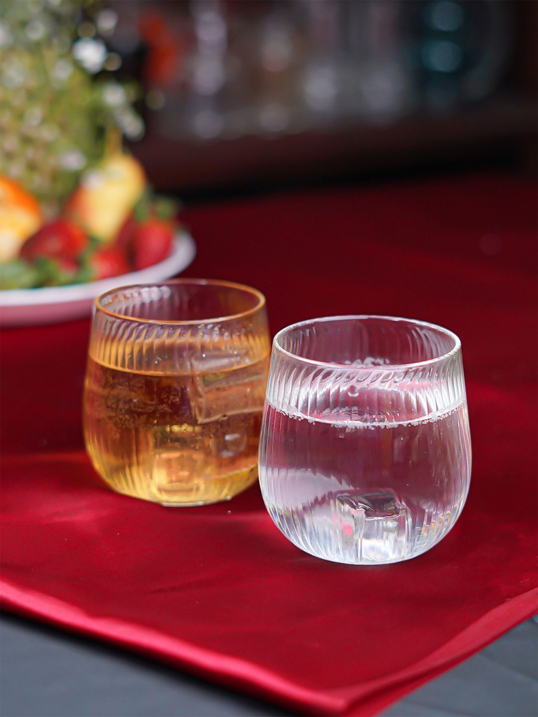 

Aura Transparent 5 Pieces Ribbed Wide Water Glasses