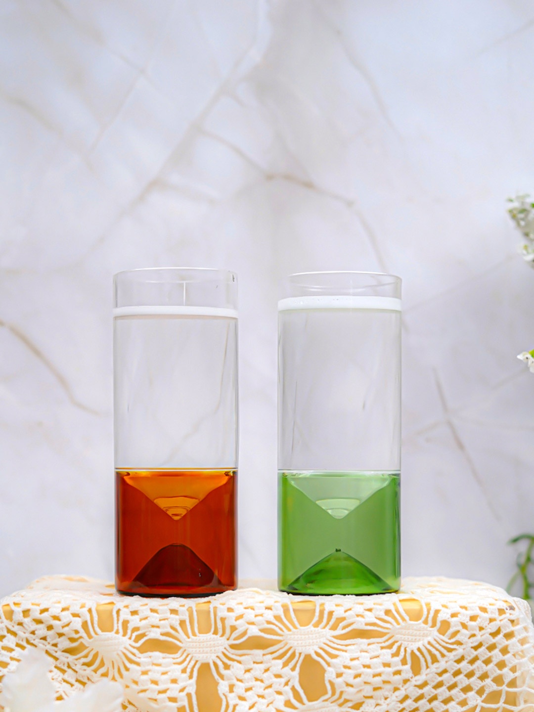 

Aura Green & Transparent 6 Pieces Borosilicate Green Time Style Water Glass