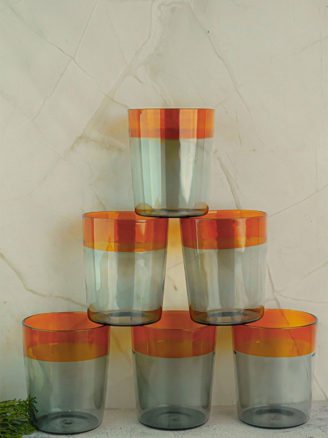 

Aura Amber Grey 6 Pieces Borosilicate Dual Tone Water Glass 310 ml