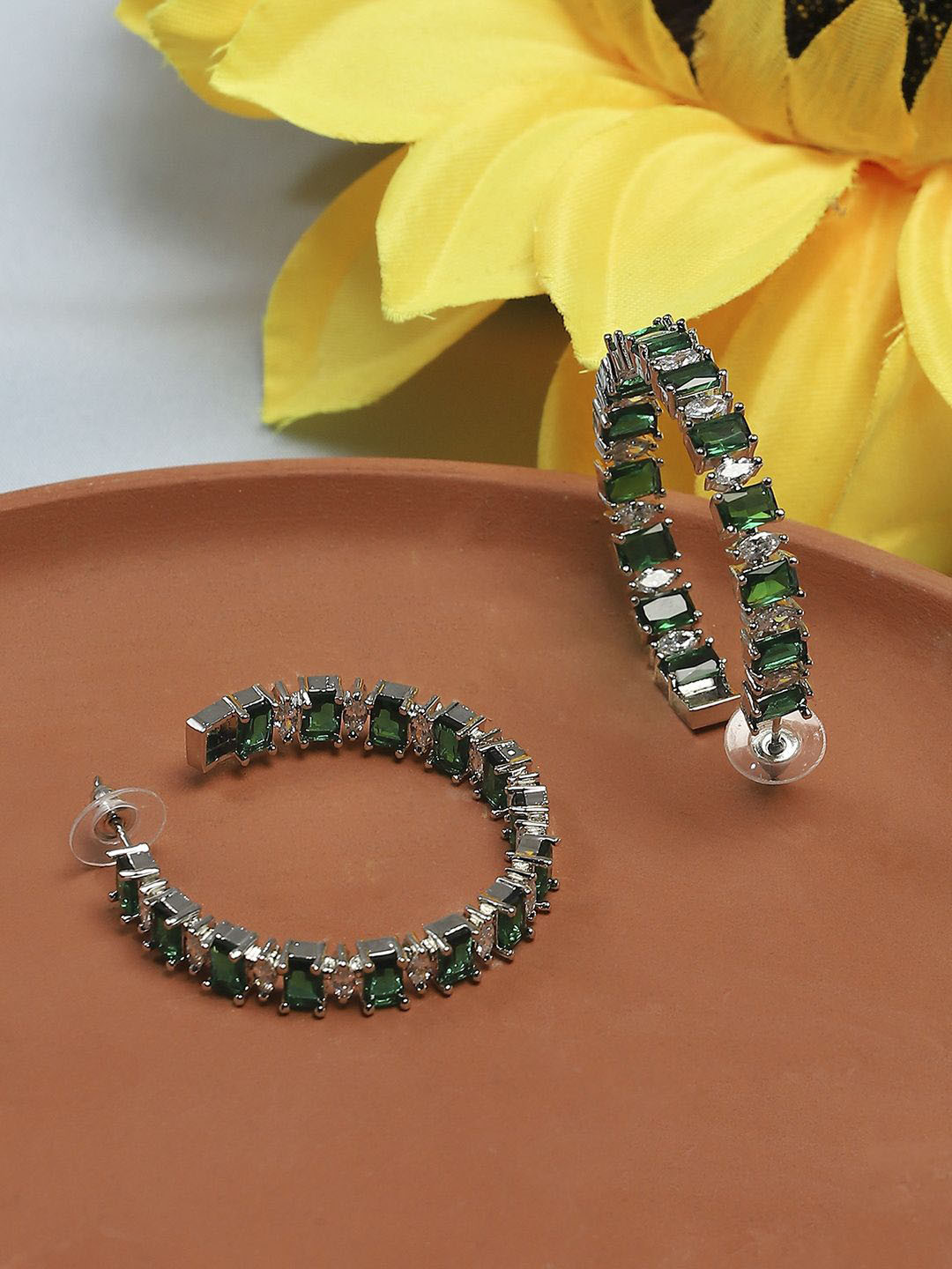 

Biba Contemporary Half Hoop Earrings, Green