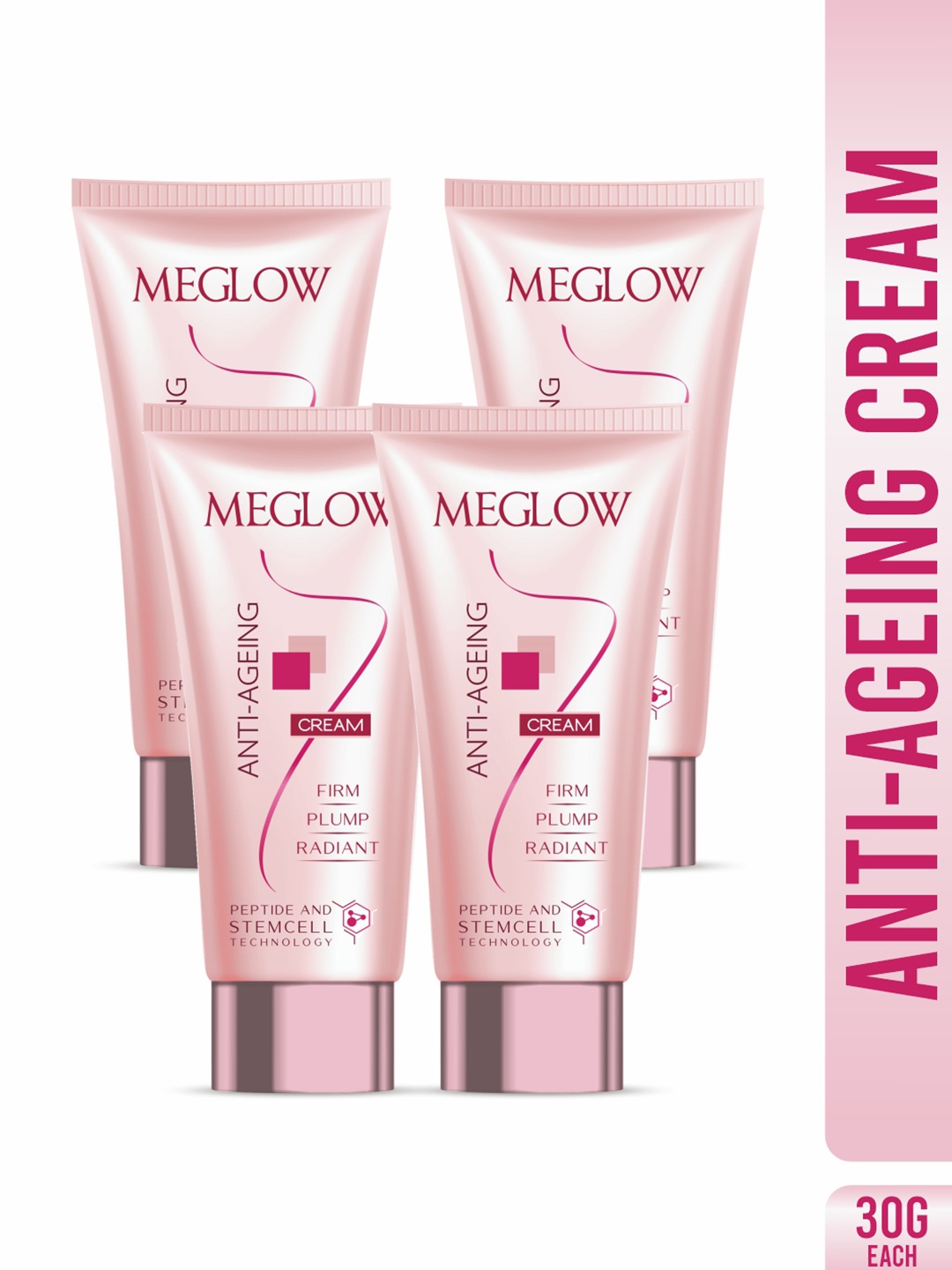 

MEGLOW Set Of 4 Anti Ageing Cream With Cocoa Butter - 30 g Each, Pink