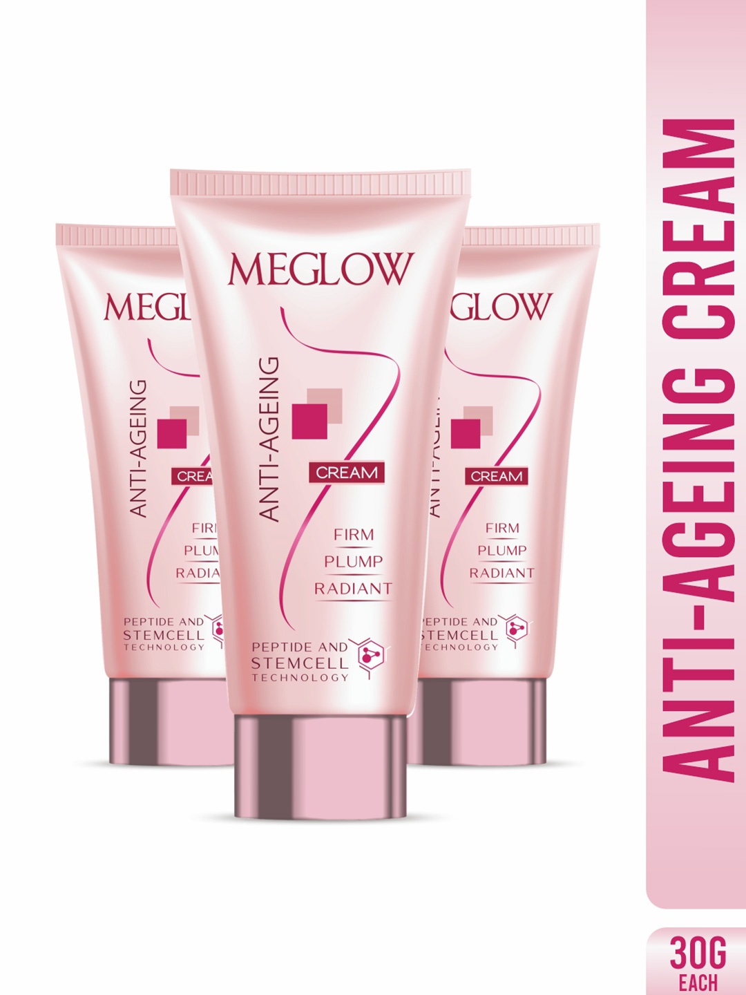 

MEGLOW Set Of 3 Anti Ageing Cream With Cocoa Butter - 30 g Each, Pink