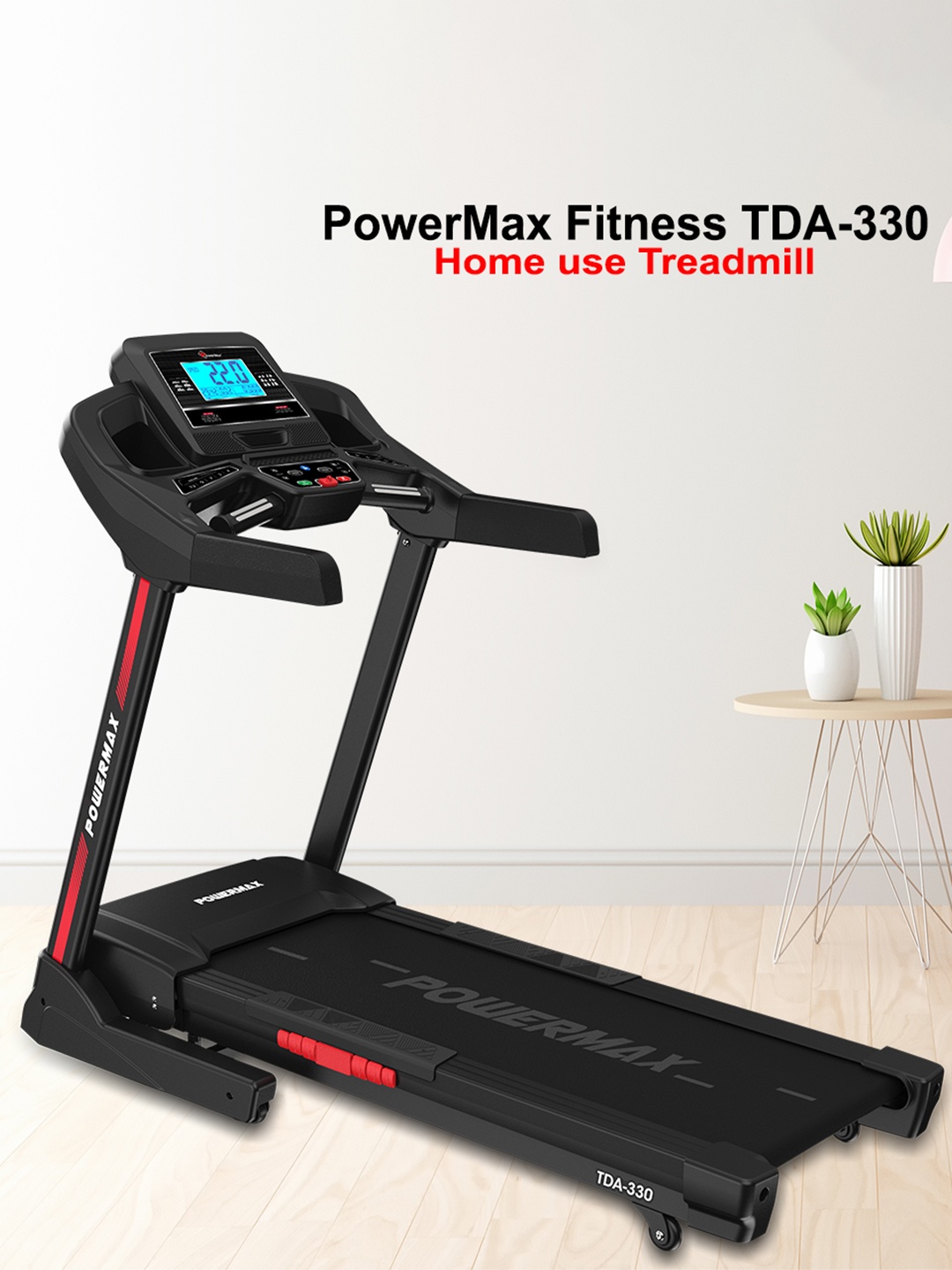 

PowerMax Fitness TDA-330 6HP Peak DC Motorised Auto Incline Treadmill, Black