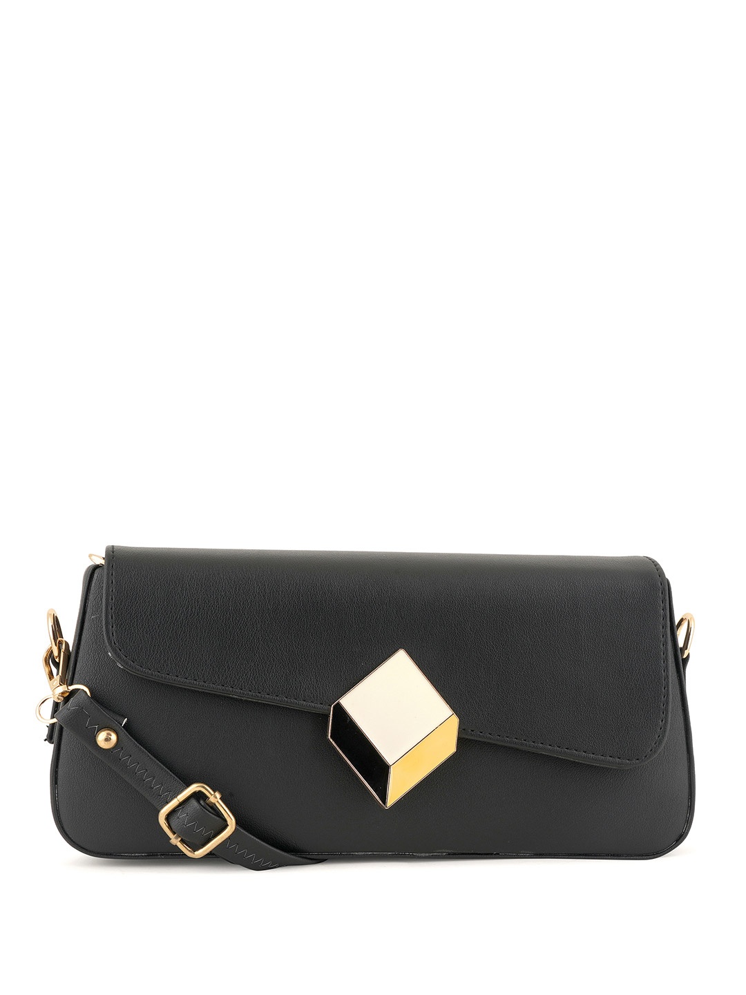 

Flingo Leather Structured Handheld Bag, Black