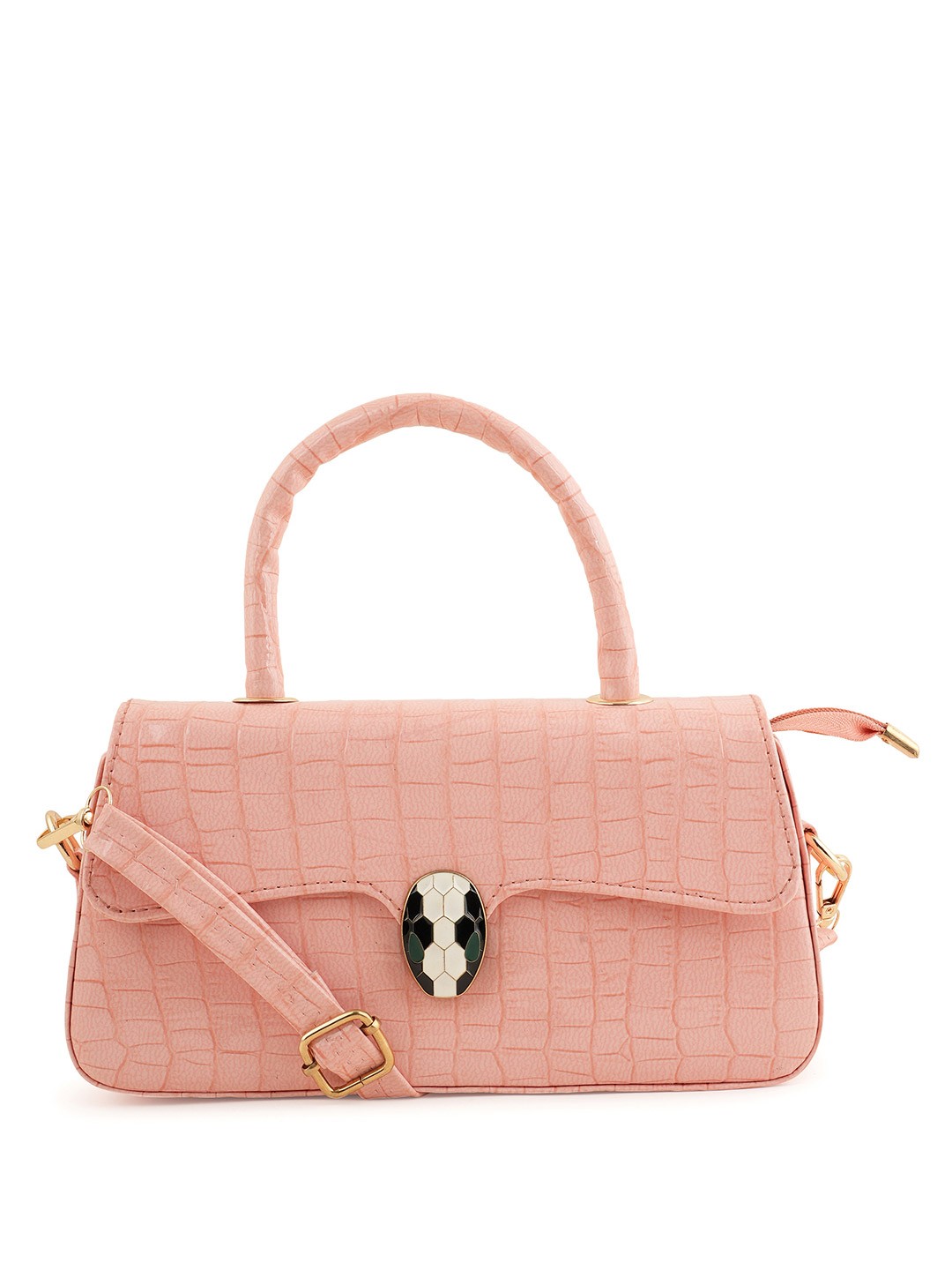 

Flingo Leather Structured Handheld Bag, Peach