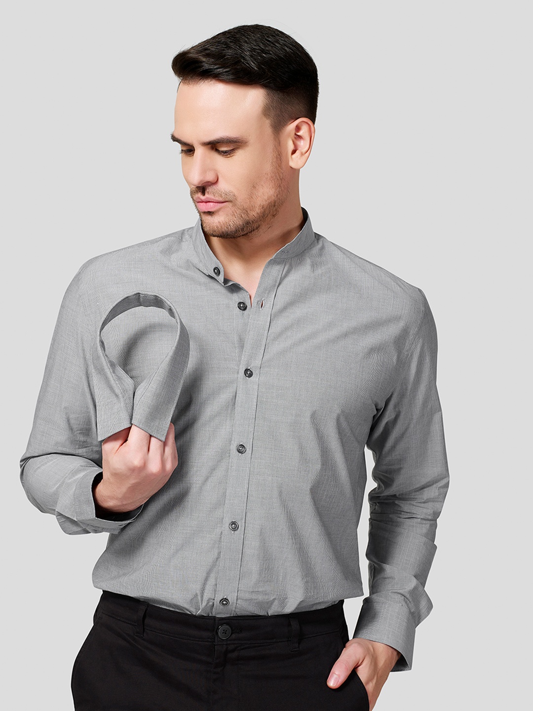 

Zest Melange Men Premium Slim Fit Opaque Formal Shirt, Black