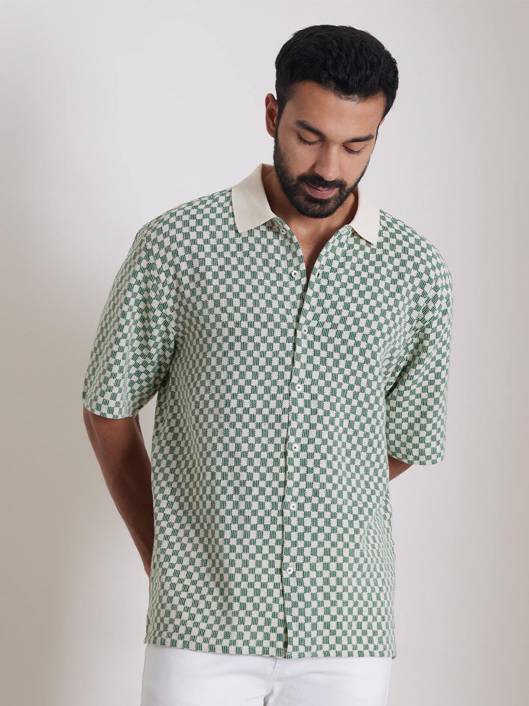 

Bombay Shirt Company Men Custom Opaque Checked Casual Shirts, Green