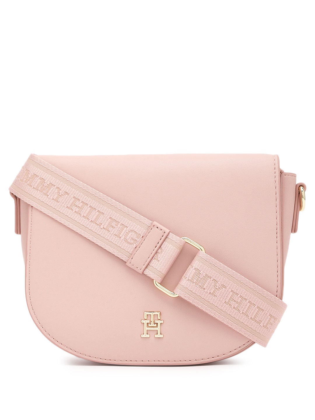 

Tommy Hilfiger Printed PU Structured Sling Bag, Black