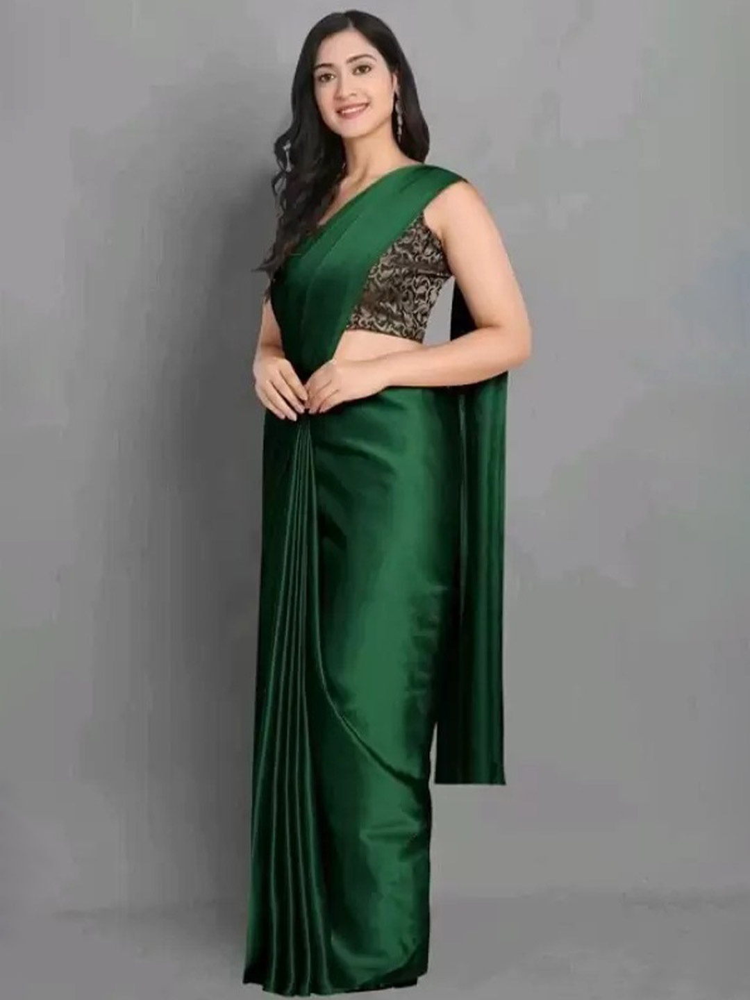 

KALINI Satin Saree, Green