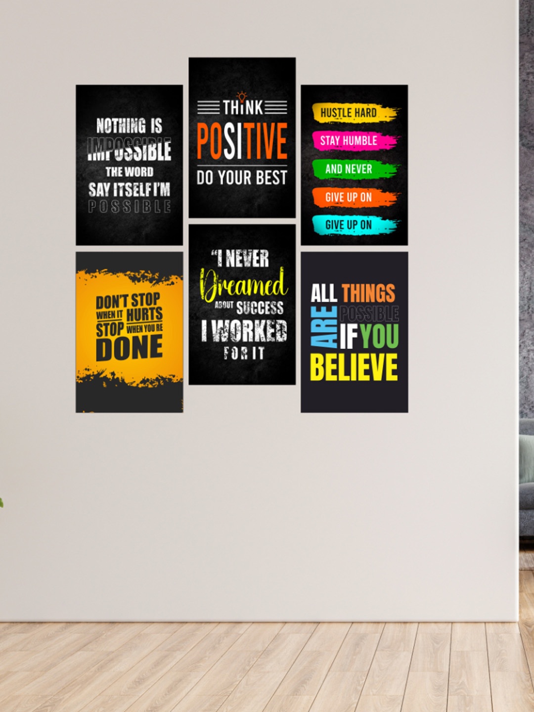 

CVANU Black And Blue 6 Pieces Printed Paper Wall Poster