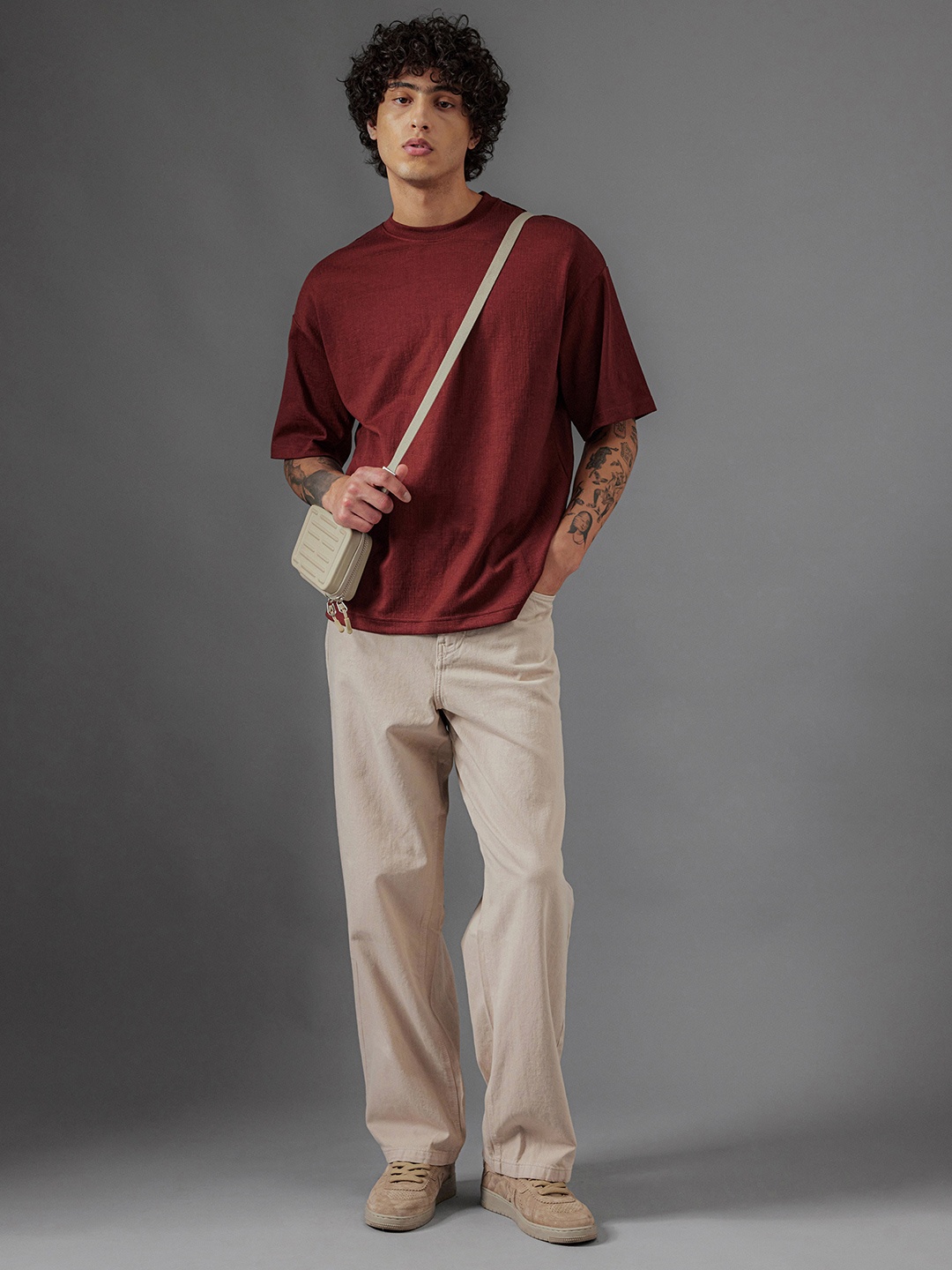 

RARE RABBIT Men Freks Primary Beige Comfort Mid-Rise Jeans