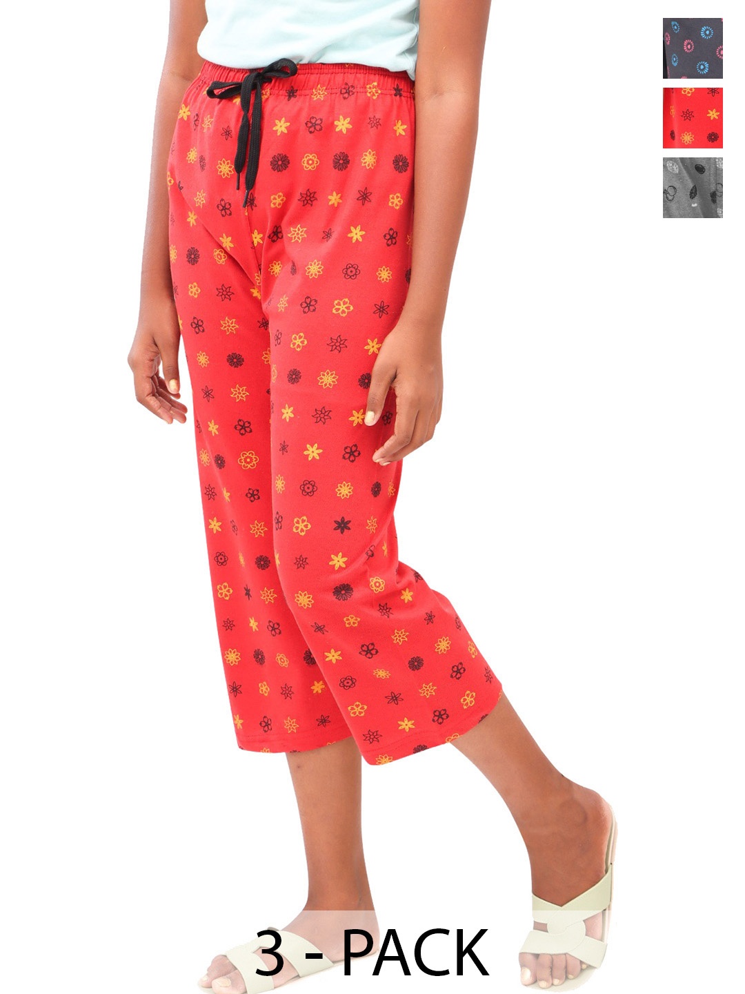 

AFRA GARMENTS Women Printed Capris, Red
